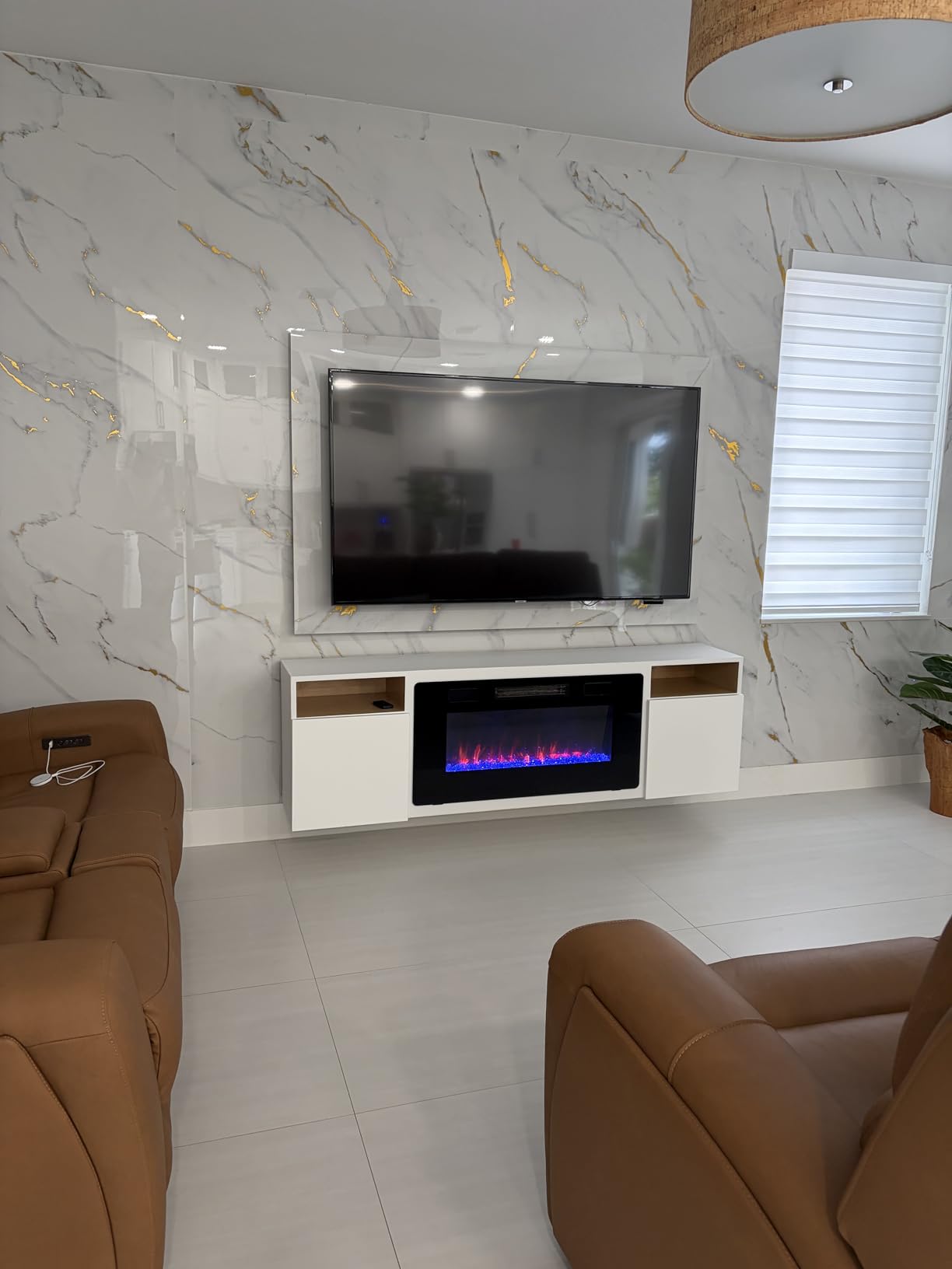Electactic 60 Inch Electric Fireplace Insert Ultra-Thin - Recessed & Wall-Mounted Fireplace Heater with Thermostat, Adjustable Flame, Remote Control - Linear with Timer, Touch Screen, 750/1500W customer photo 2