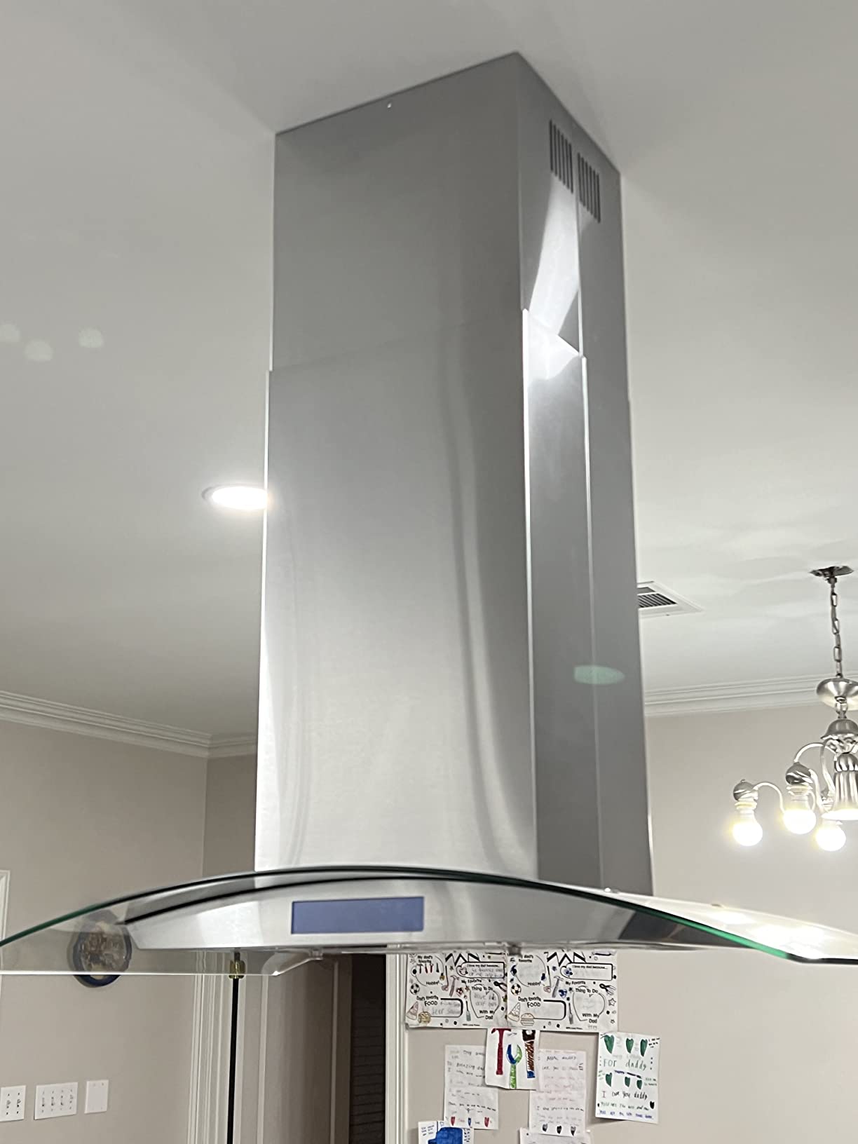 JOEAONZ 36 Inch Island Range Hood 700CFM Gesture & Touch Control Ceiling Mount Stainless Steel Ducted/Ductless Convertible, Ceiling Mount Vent Hood, Baffle Filter Exhaust Fan Extractor customer photo 1