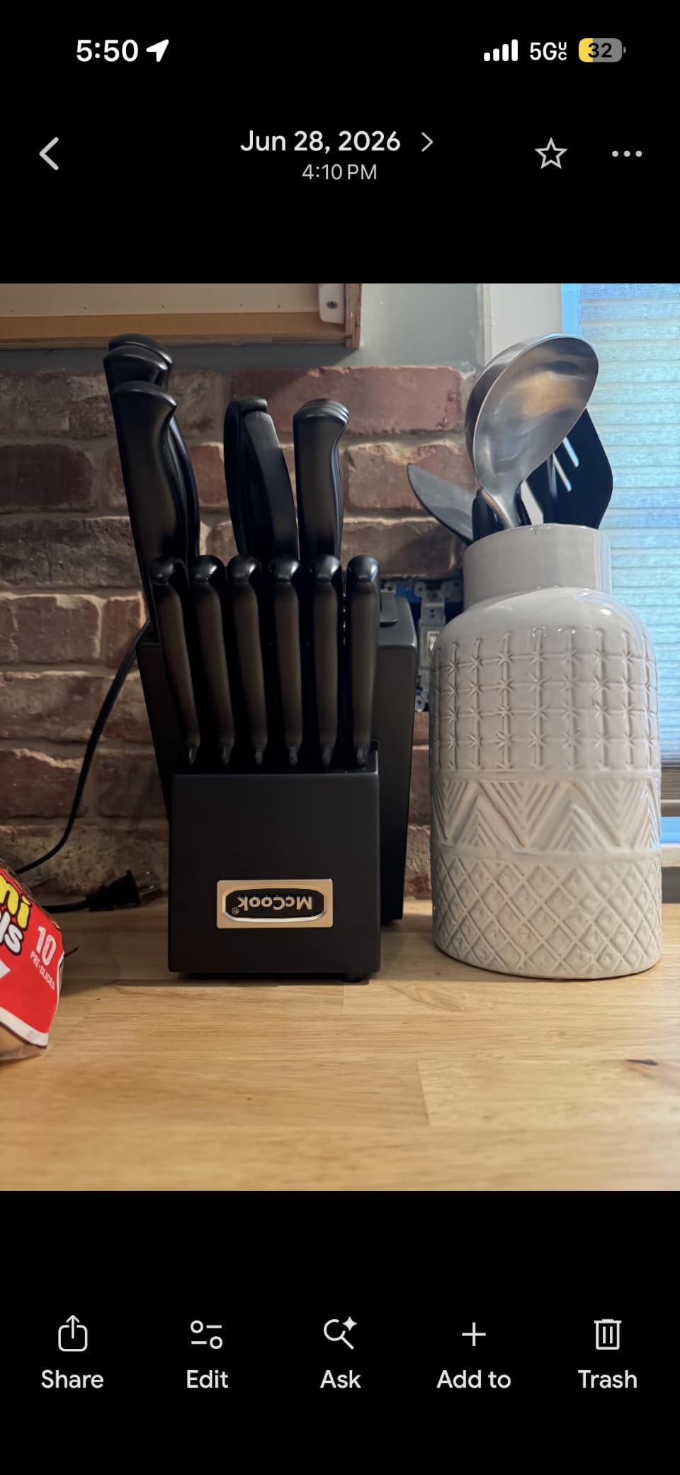 McCook Knife Set Kitchen Steel Knife Block Set w Built-in Sharpener customer photo 2