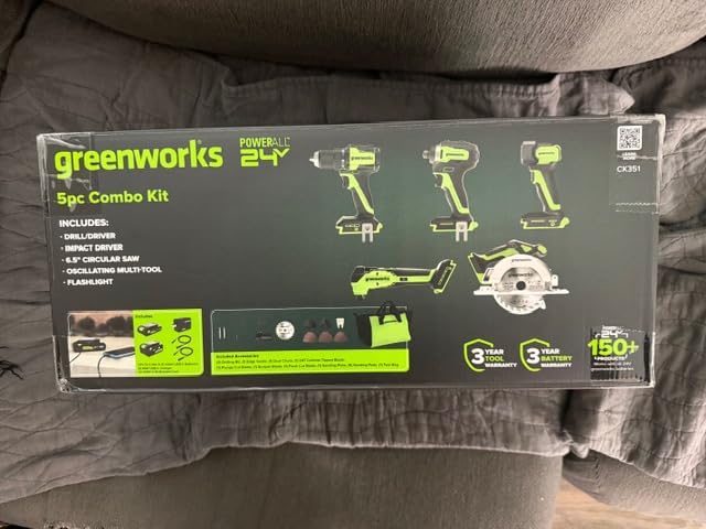 Greenworks 24V MAX Cordless Brushless Drill & Impact Driver Combo Kit, Electric Drill Set, High Torque, Lightweight, Professional Grade, Includes 2x 2.0Ah Batteries, Charger, and Storage Bag customer photo 2