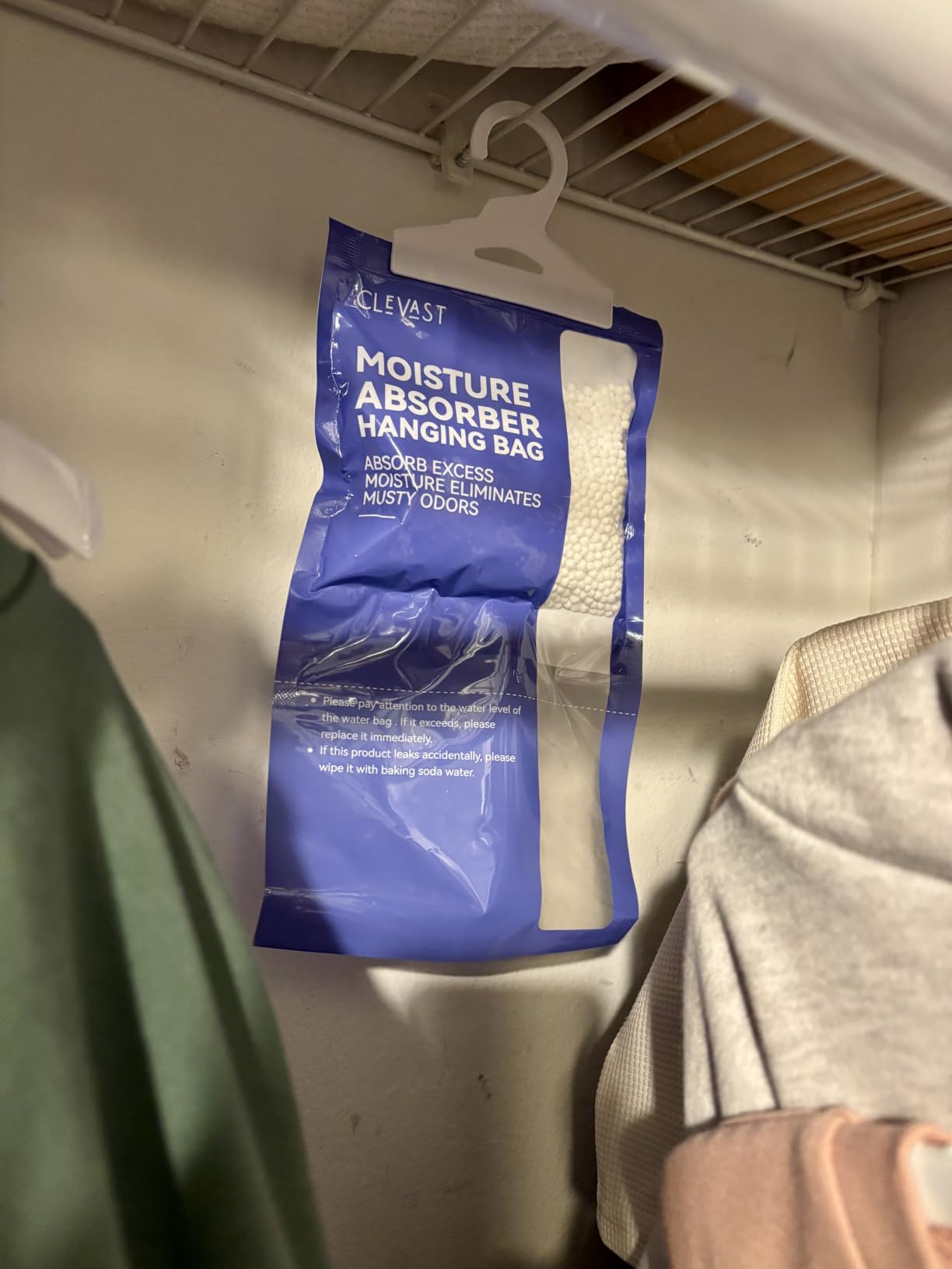 CLEVAST Moisture Absorbers Packets 10 Pack, Dehumidifier Bags for Closet, Unscented Hanging Humidity Absorber in Wardrobes, Bedrooms, Bathrooms(Net Wt. 230g/Pack) customer photo 1