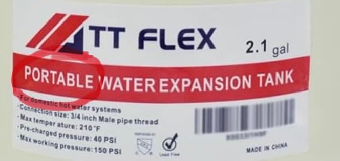 TTFLEX 2.1 Gallon Expansion Tank for Hot Water Heater 3/4