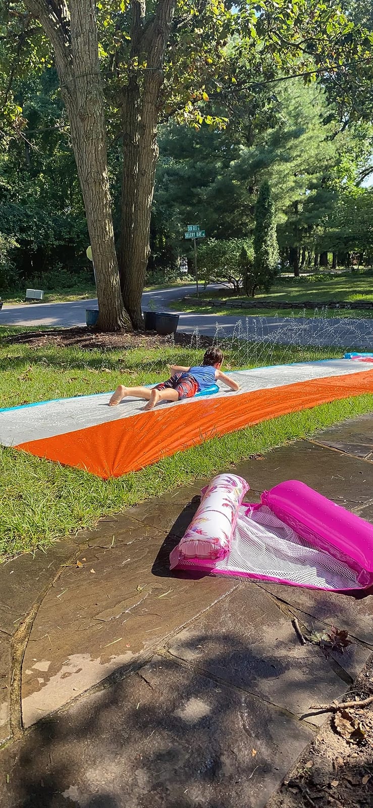 Sloosh Water Slides with 2 Inflatable Boards,22.5ft Double Lane Splash Slip Lawn Water Slide with Advanced Sprinklers Summer Toy for Kids Adults Fun Backyard Summer Outdoor, Orange customer photo 2