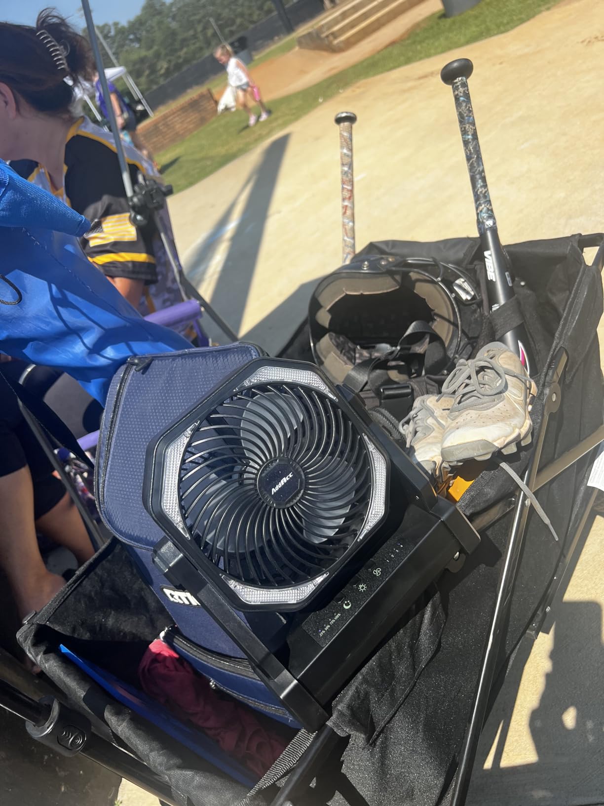 20000mAh Battery Powered Camping Fan, 58Hrs Rechargeable Portable Fan, 400LM Light, 360° Hook, Whisper Quiet Battery Operated Fan for Outdoor Car Travel Gear Essentials Power Outages Co-brand AMACOOL customer photo 1