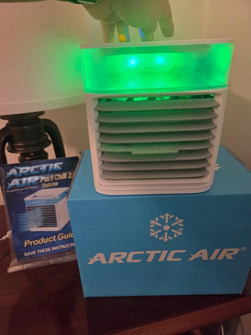 Arctic Air Pure Chill 2.0 Evaporative Air Cooler by Ontel - Powerful, Quiet, Lightweight and Portable Space Cooler with Hydro-Chill Technology For Bedroom, Office, Living Room & More,Blue customer photo 1