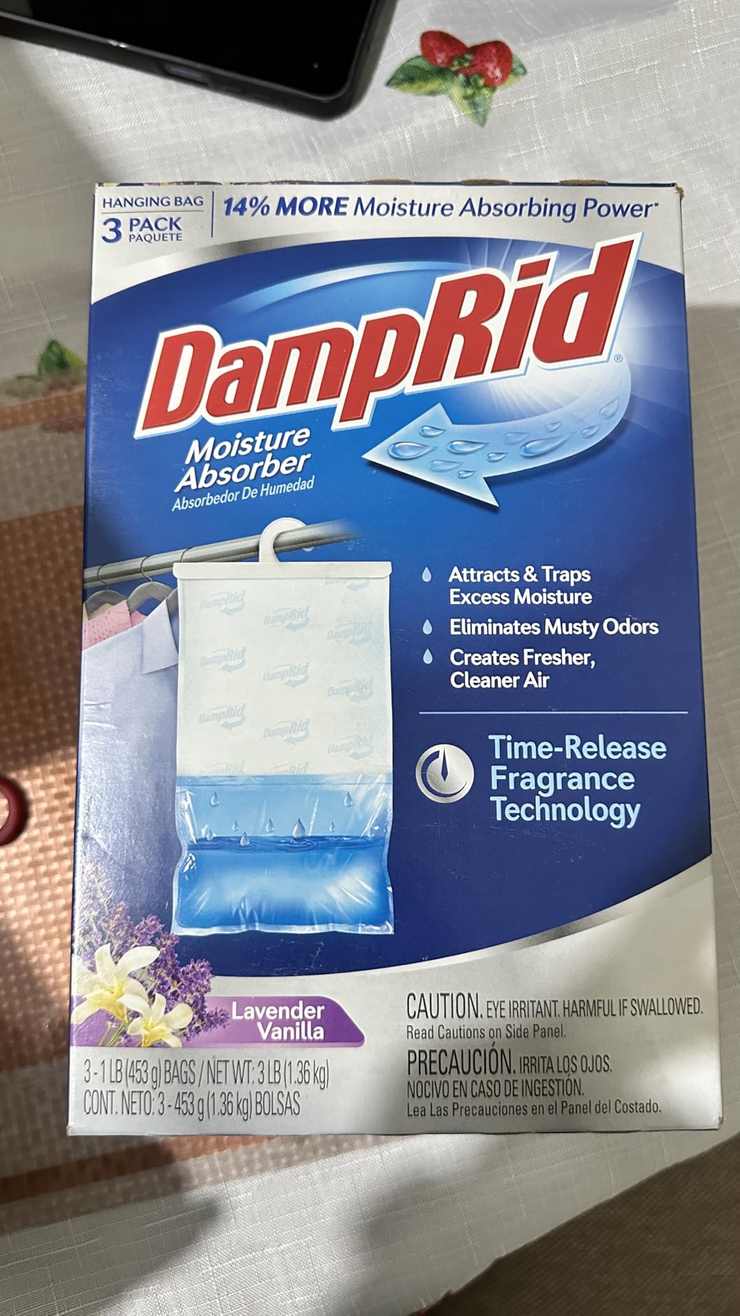 DampRid Lavender Vanilla Hanging Moisture Absorber, 16 oz., 3 Pack - Eliminates Musty Odors for Fresher, Cleaner Air, Ideal Moisture Absorbers for Closet, Blue, Small customer photo 2