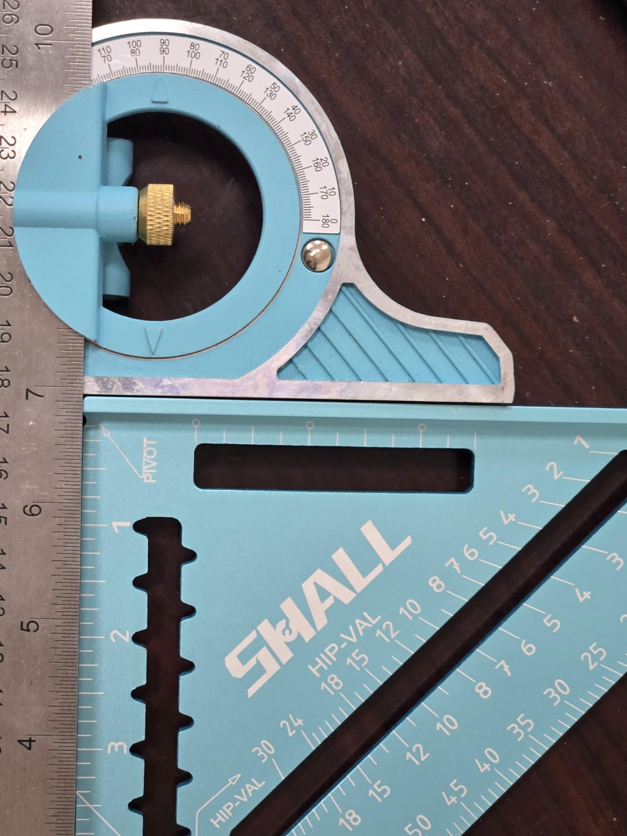 SHALL Rafter Square & Combination Square Tool Set, 7 Inch Aluminium-Alloy Carpenter Square & 16 Inch Zinc-Alloy Woodworking Framing Combo w/Stainless Steel Ruler, 2 Carpentry Pencils, Scriber customer photo 1