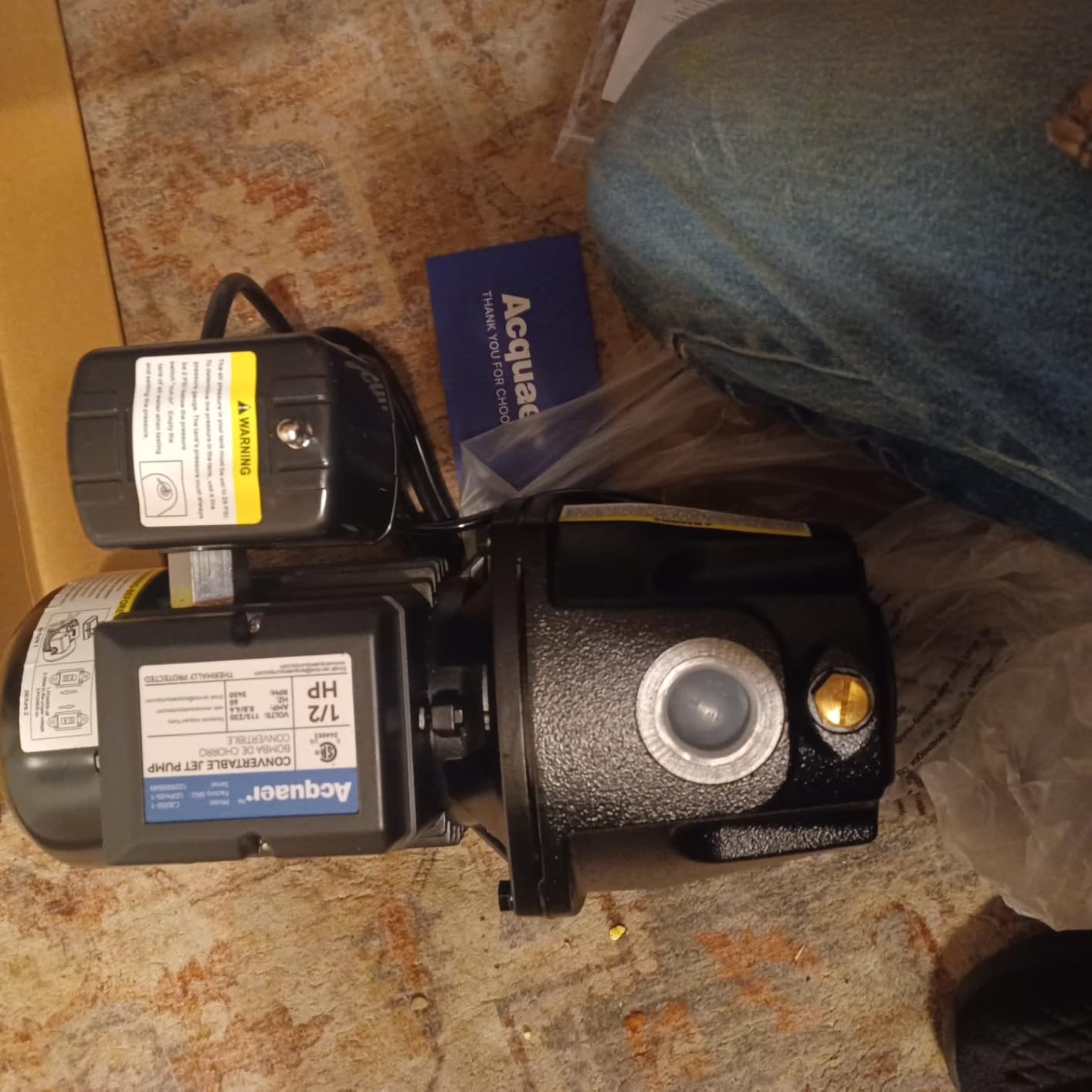 Acquaer Shallow/Deep Well Jet Pump, Cast Iron Convertible Pump with Ejector Kit, Well Depth Up to 25ft or 90ft, 115V/230V Dual Voltage, Automatic Pressure Switch customer photo 2