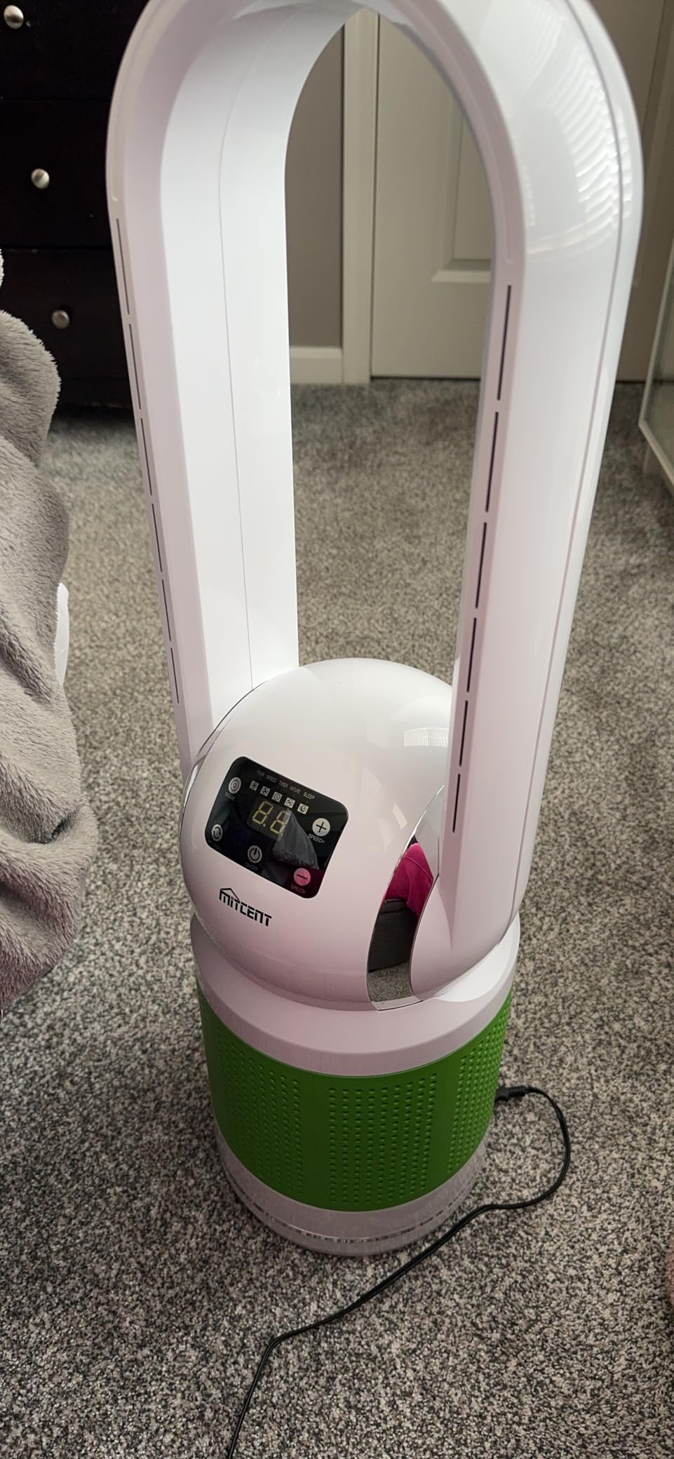 Mitcent Bladeless Tower Fan and Air Purifier in One 32-Inch, HEPA-filter, 8-Speed, Oscillating, Remote Control, 8H Sleep Timer, White(MT1005) customer photo 2