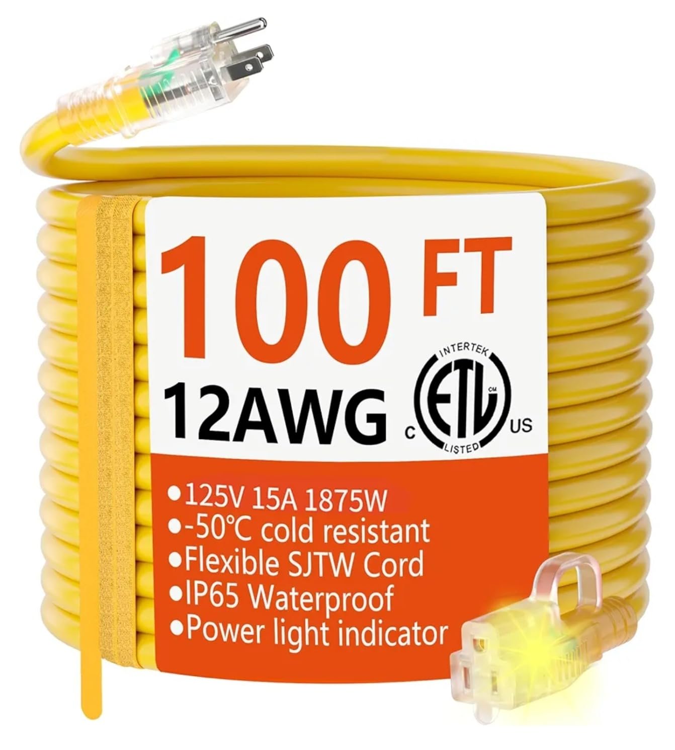 HUANCHAIN 12 Gauge Heavy Duty Outdoor Extension Cord 25 FT Waterproof customer photo 1