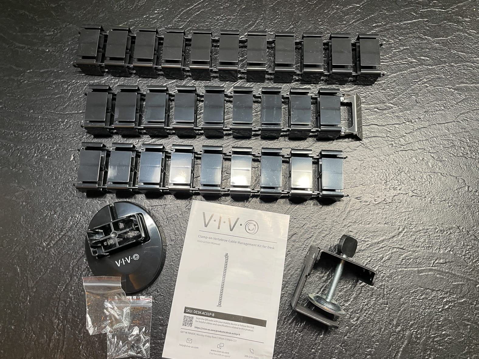 VIVO Black Clamp-on Desk Vertebrae Cable Management Kit, DESK-AC01P-B customer photo 2
