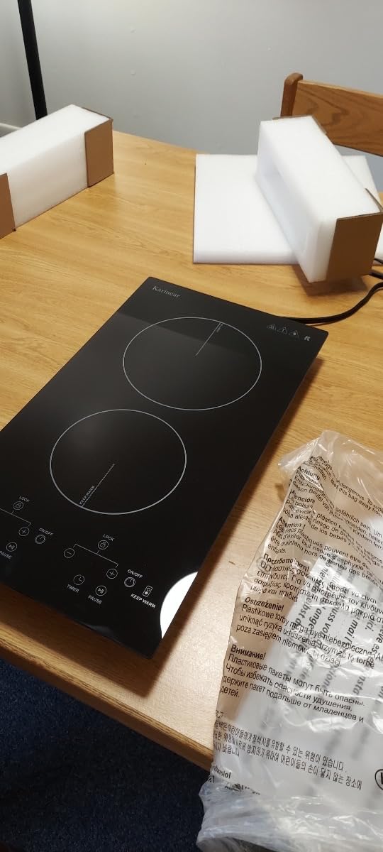 Karinear 2 Burners Electric Cooktop, 110v Plug in Ceramic Cooktop, 12 Inch customer photo 1