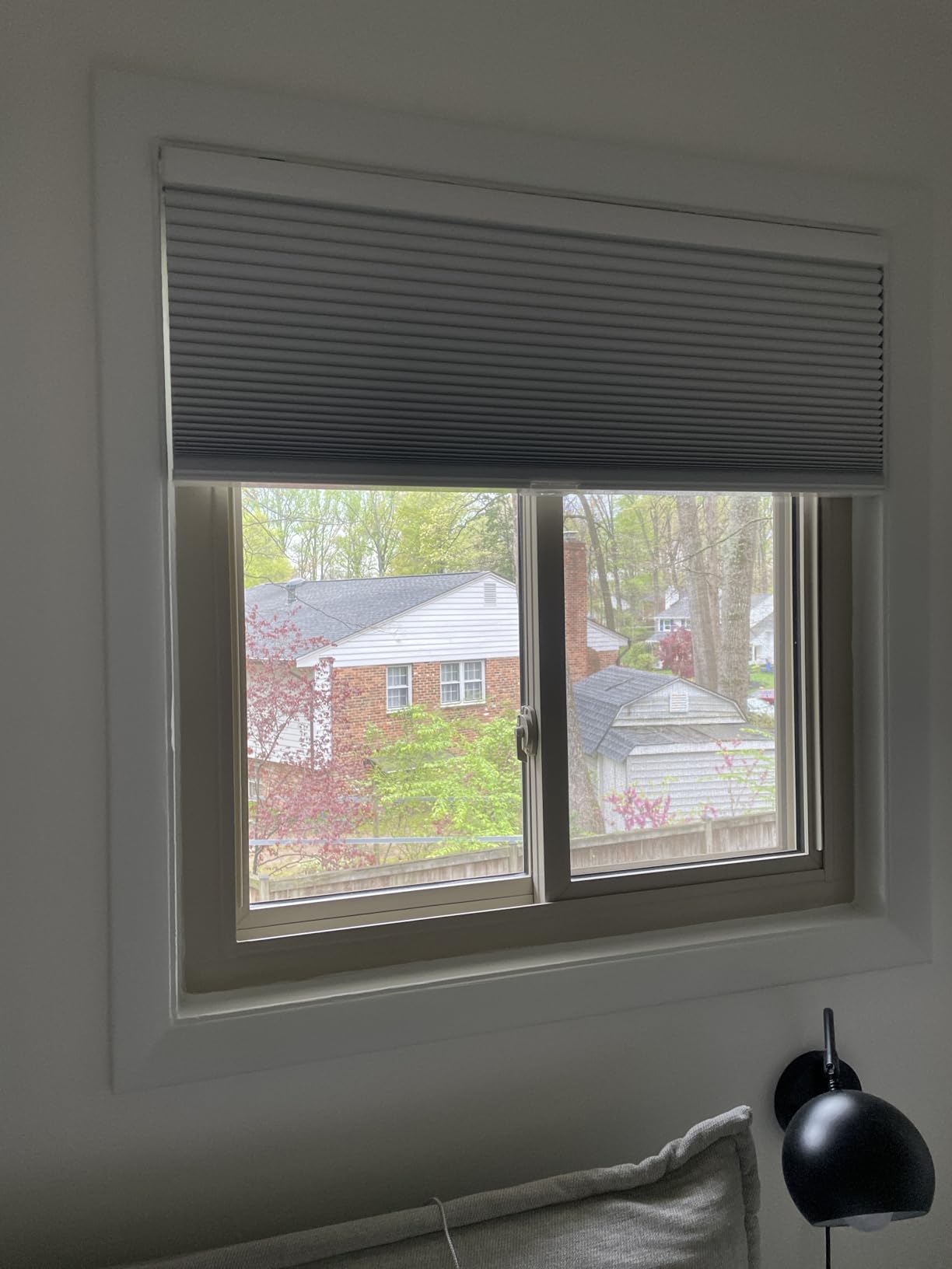 Persilux Custom Size 100% Blackout Cordless Cellular Shades & Blinds Honeycomb Blinds Bottom up Thermal Insulated Window Shades for Home, Windows and Kitchen White customer photo 1