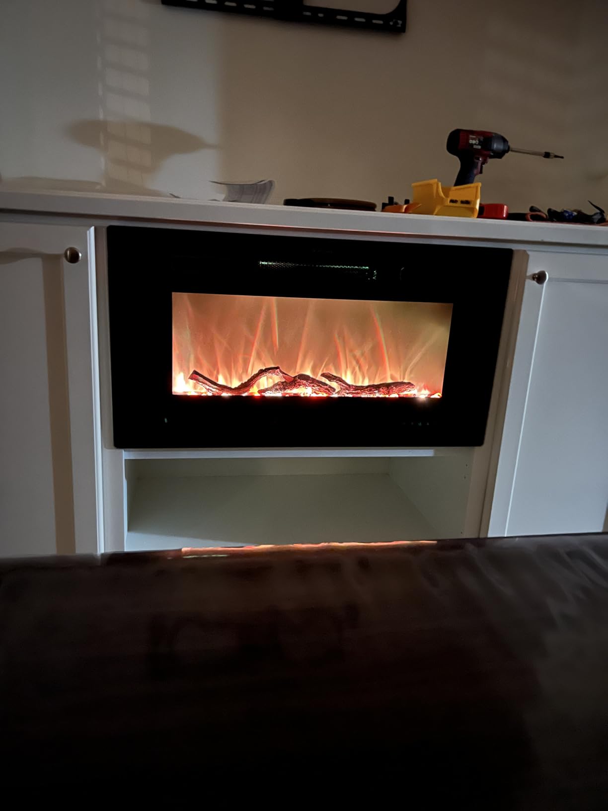 65 inches Electric Fireplace Inserts, Recessed and Wall Mounted Fireplace Heater, Linear Fireplace w/Thermostat, Remote & Touch Screen, Multicolor Flame, Timer, Log & Crystal, 750W/1500W customer photo 1