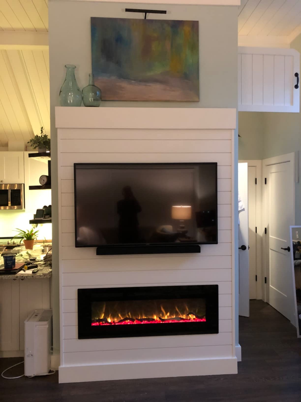 65 inches Electric Fireplace Inserts, Recessed and Wall Mounted Fireplace Heater, Linear Fireplace w/Thermostat, Remote & Touch Screen, Multicolor Flame, Timer, Log & Crystal, 750W/1500W customer photo 2