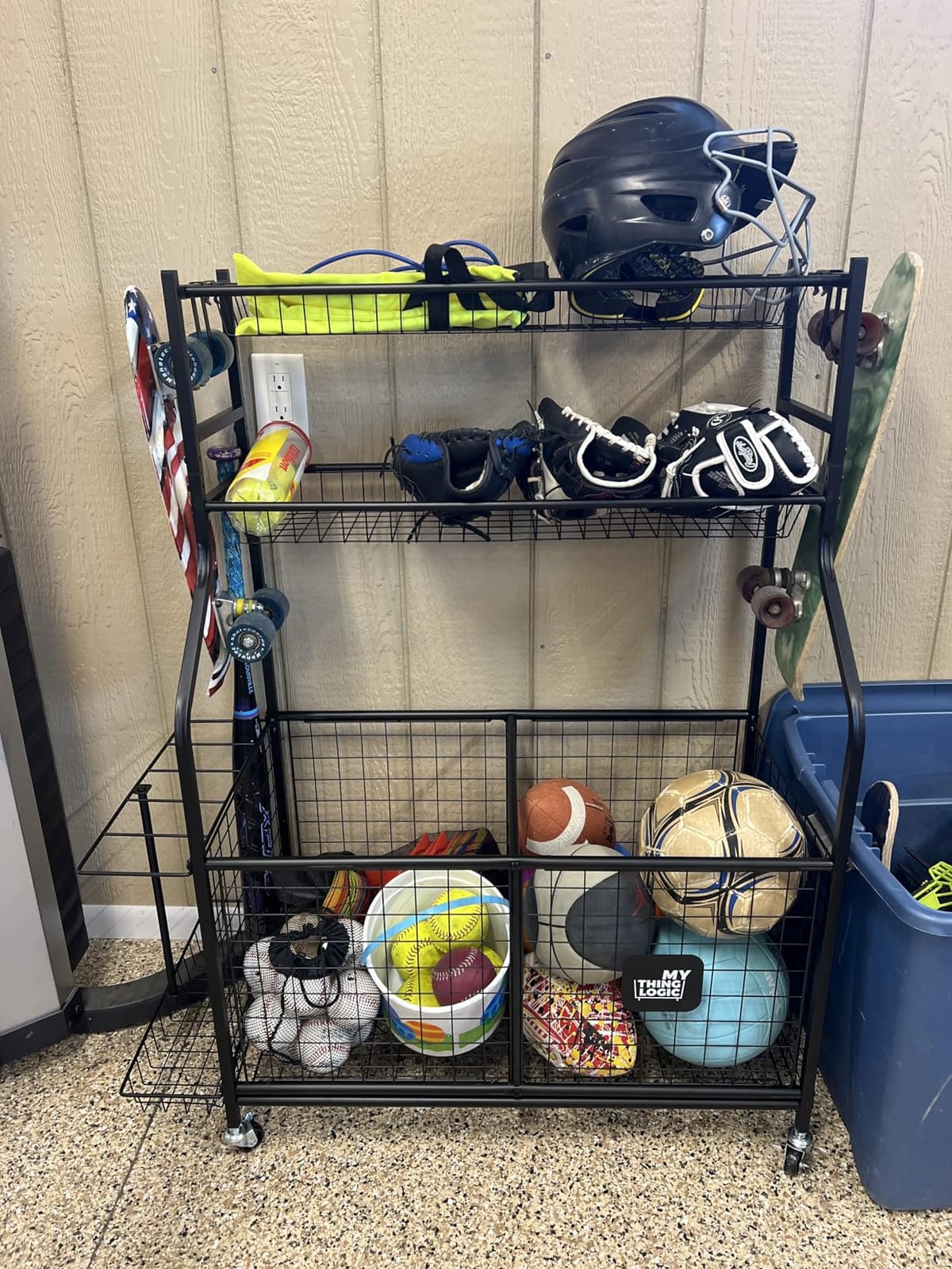 Mythinglogic Rolling Sports Equipment Organizer for Garage Gear and Toys customer photo 2