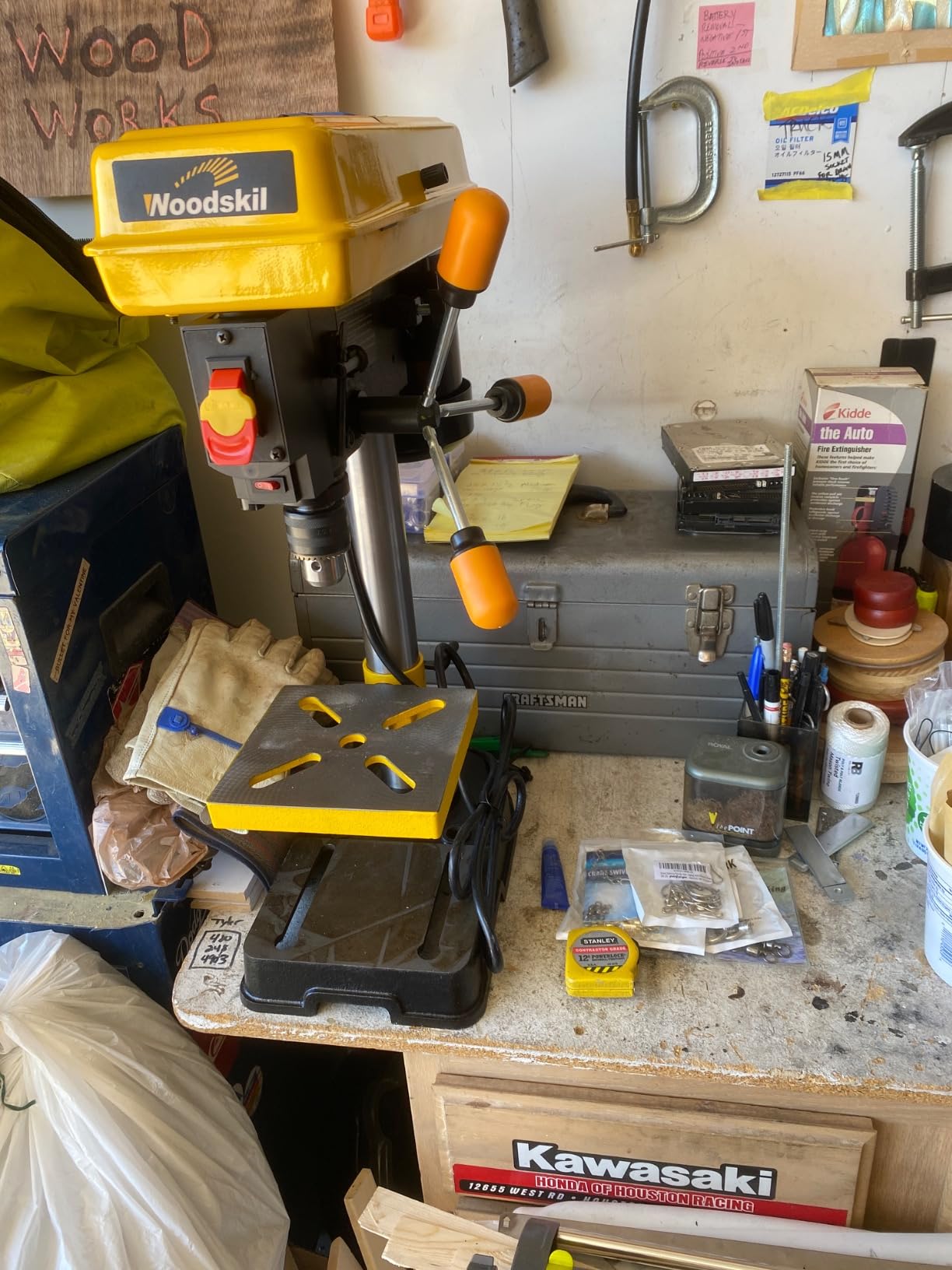 WOODSKIL 8-Inch Benchtop Drill Press, 2.3 Amp 5-Speed with Laser Guide customer photo 1