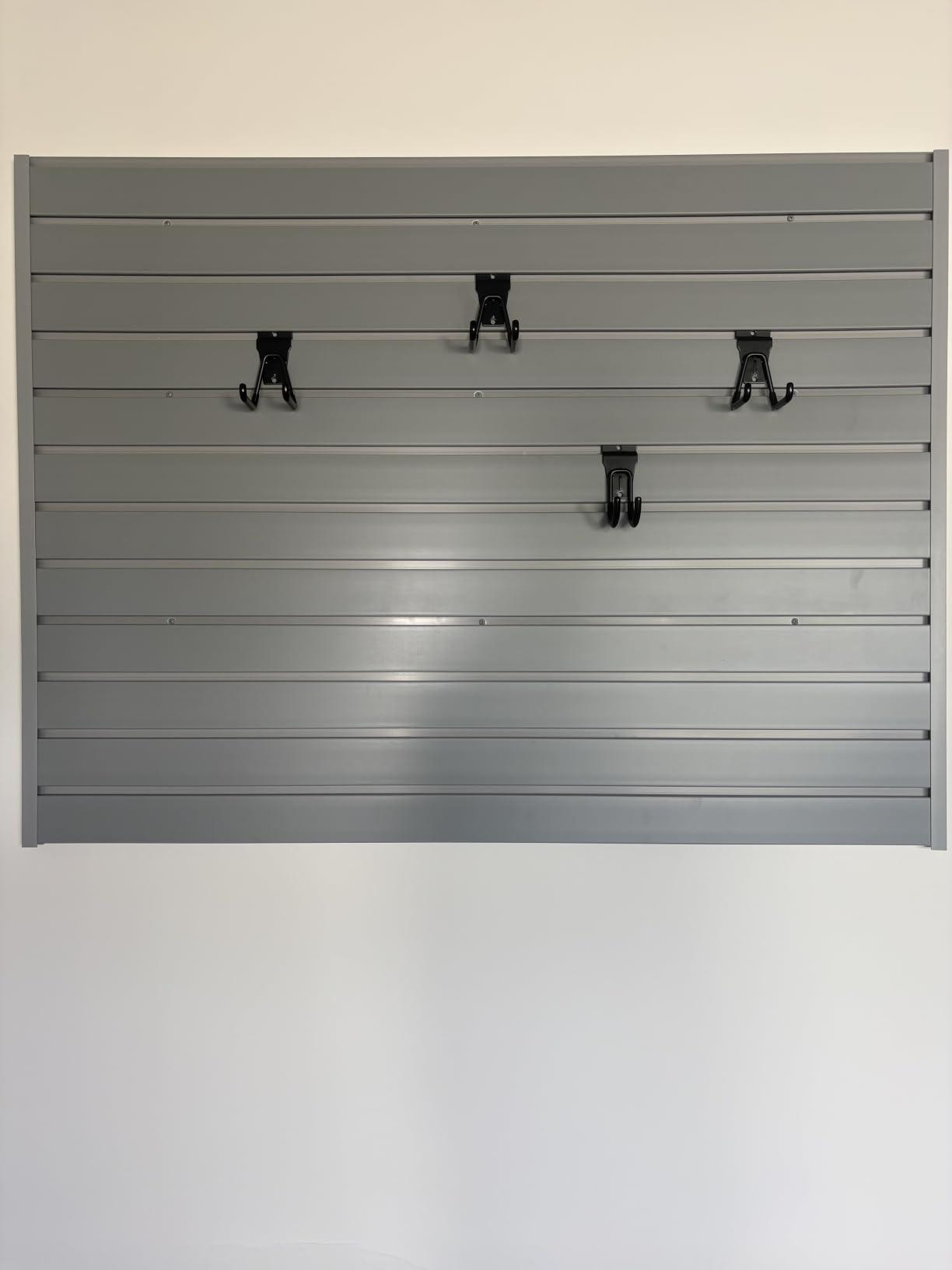 Heavy Duty 8'H X 4'W PVC Garage SlatWall Storage System (with Endcaps & Screws) - Modular Slat Wall Paneling for Garage Wall Organizer - Interlocking SlatWall Panels for Home & Commercial Use (Grey) customer photo 2