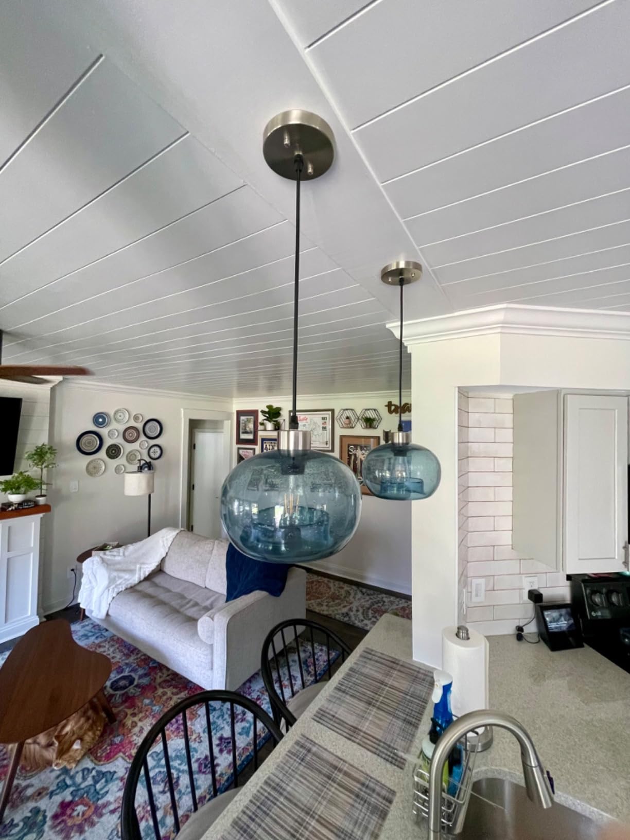 CASAMOTION Glass Pendant Lights, Marble Clear, 2 Pack customer photo 1