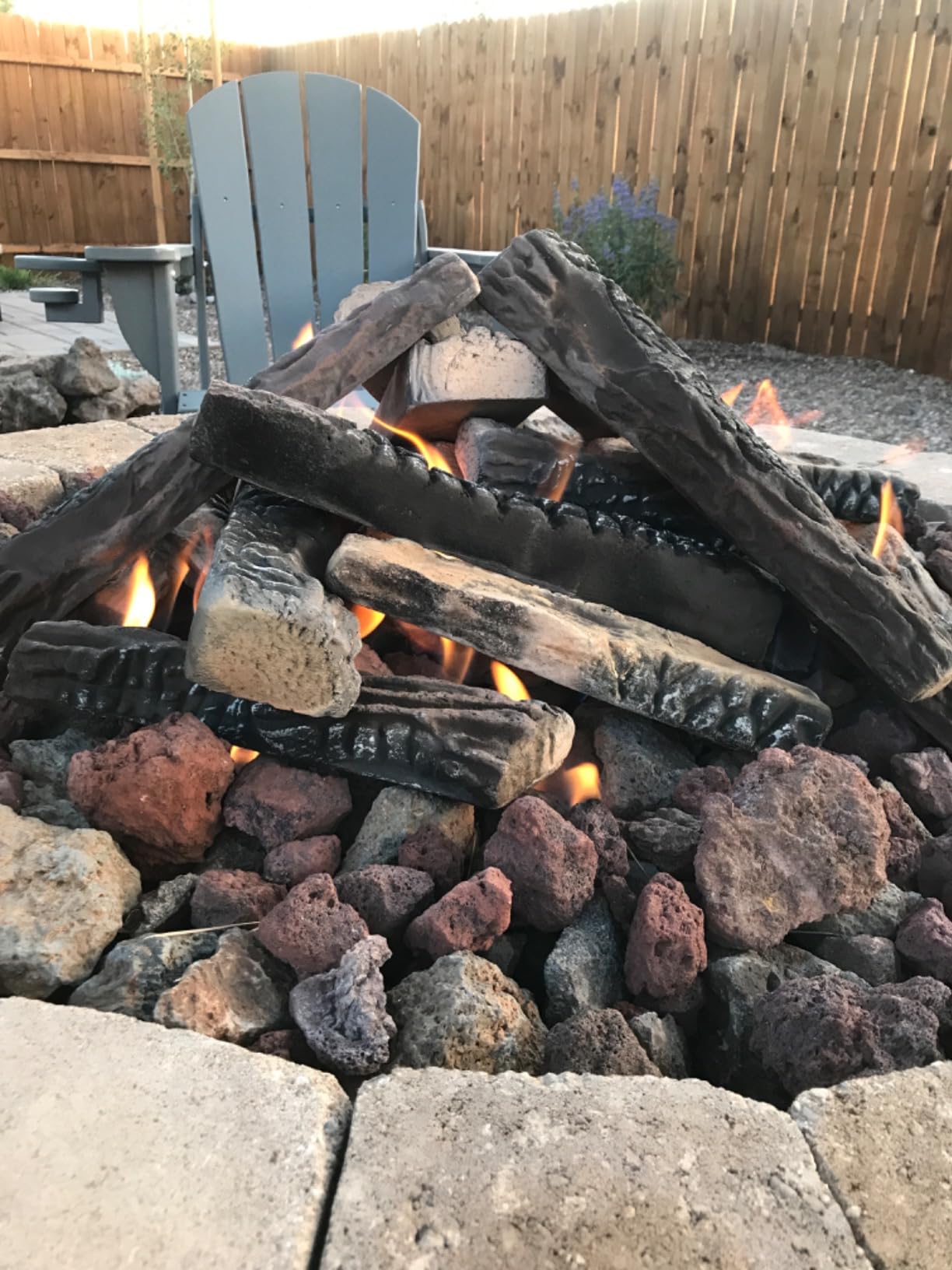 Large Ceramic Gas Fireplace Logs - Set of 10 Artificial Realistic Firewood for Indoor Outdoor Firepit, Ventless & Vent Free customer photo 1