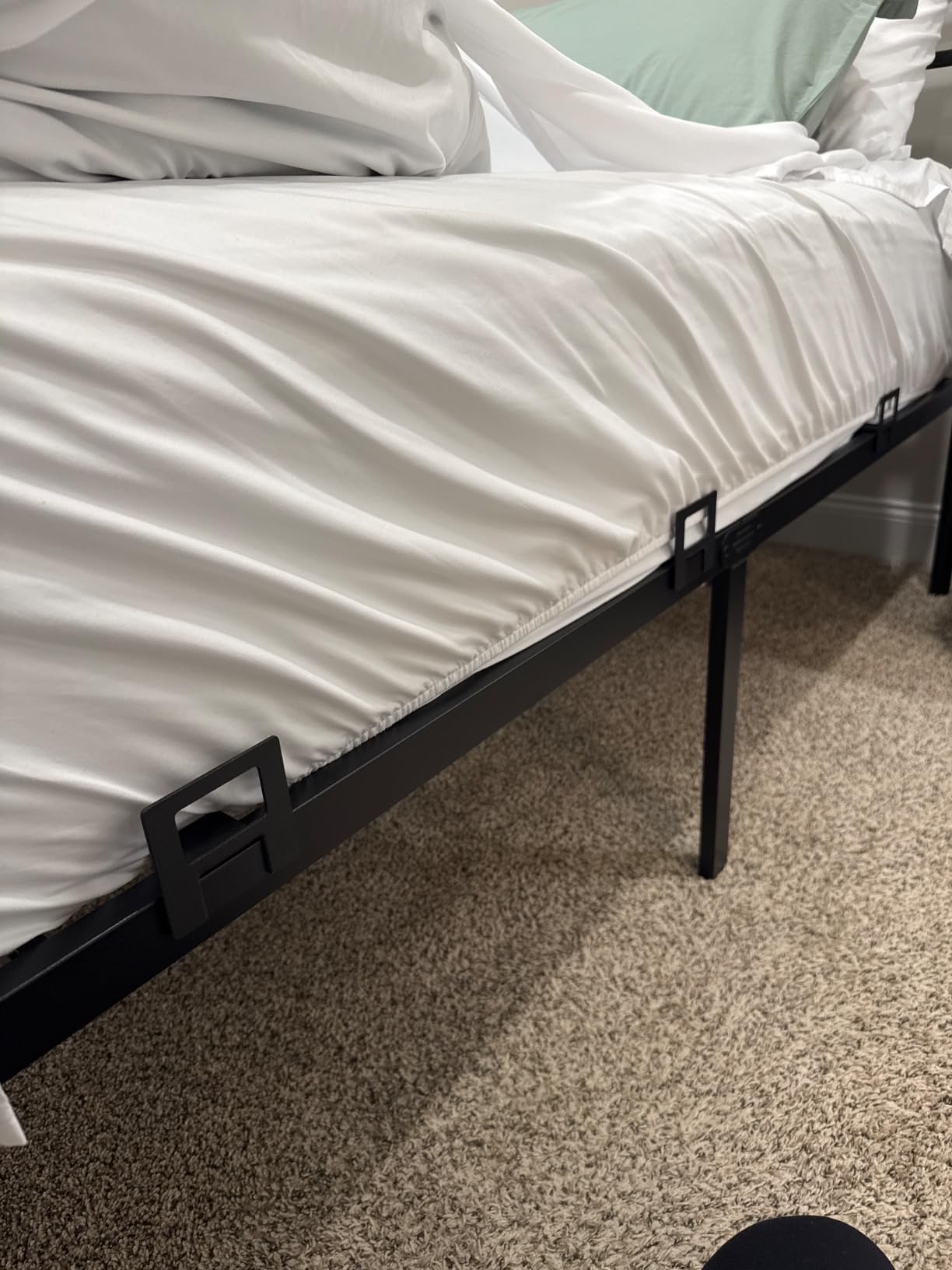 BOSRII Queen Size Bed Frame with Headboard and Footboard, 18 Inches High, 3500 Pounds Heavy Duty Metal Slats Support for Mattress, No Box Spring Needed, Noise-Free, Black customer photo 1