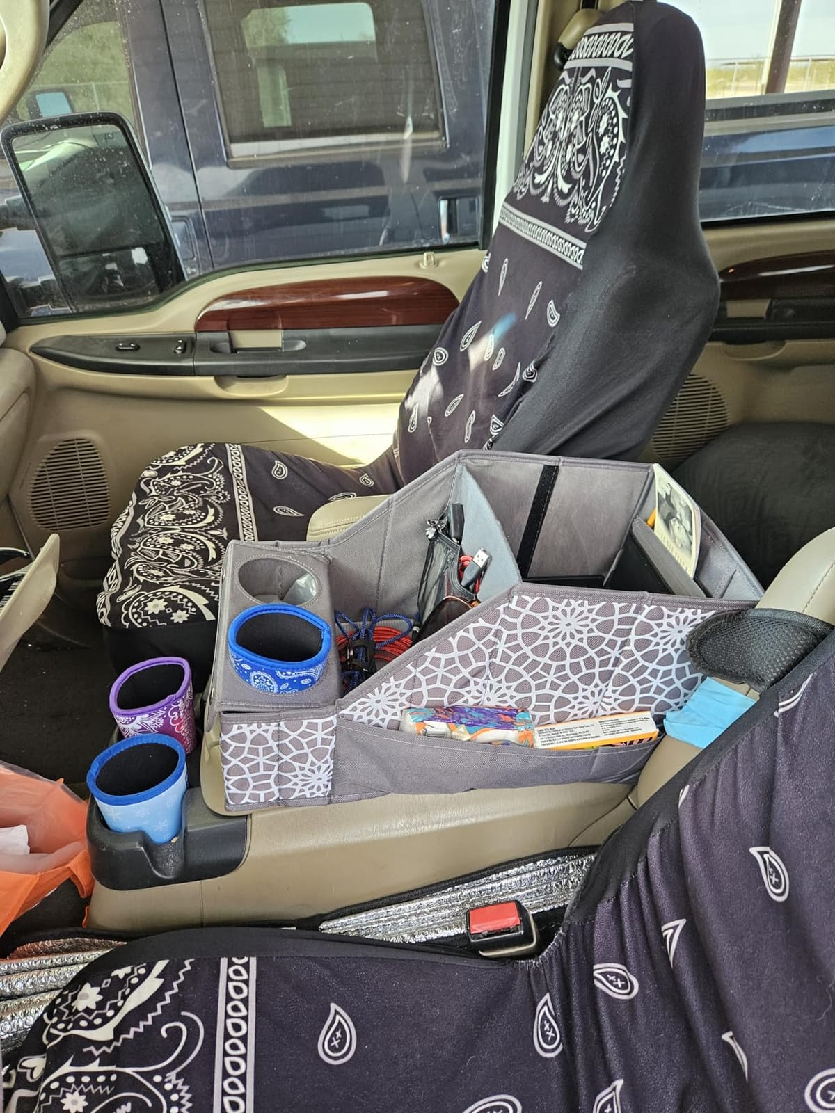 MULISOFT Car Backseat Organizer with 11 Compartments & 2 Cup Holders, Black customer photo 2