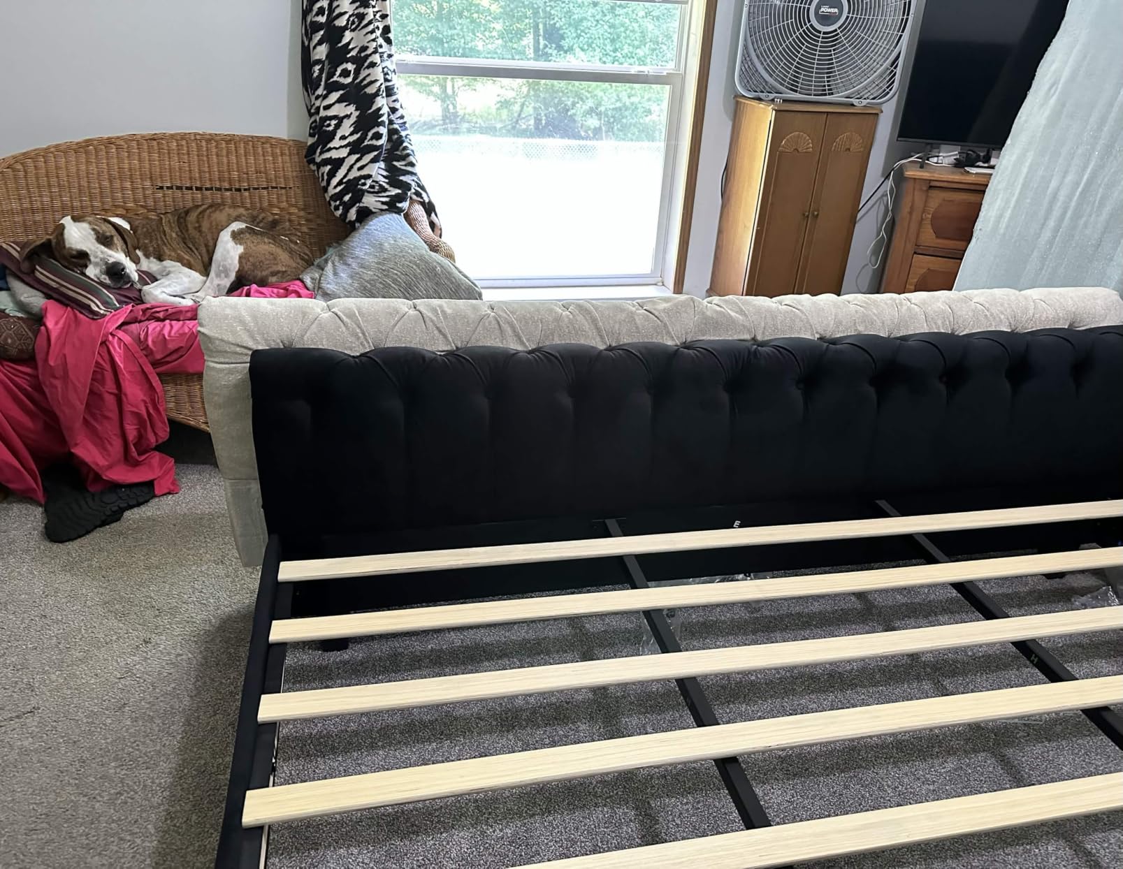 AMERLIFE Queen Size Upholstered Sleigh Bed Frame with Wingback Headboard customer photo 1
