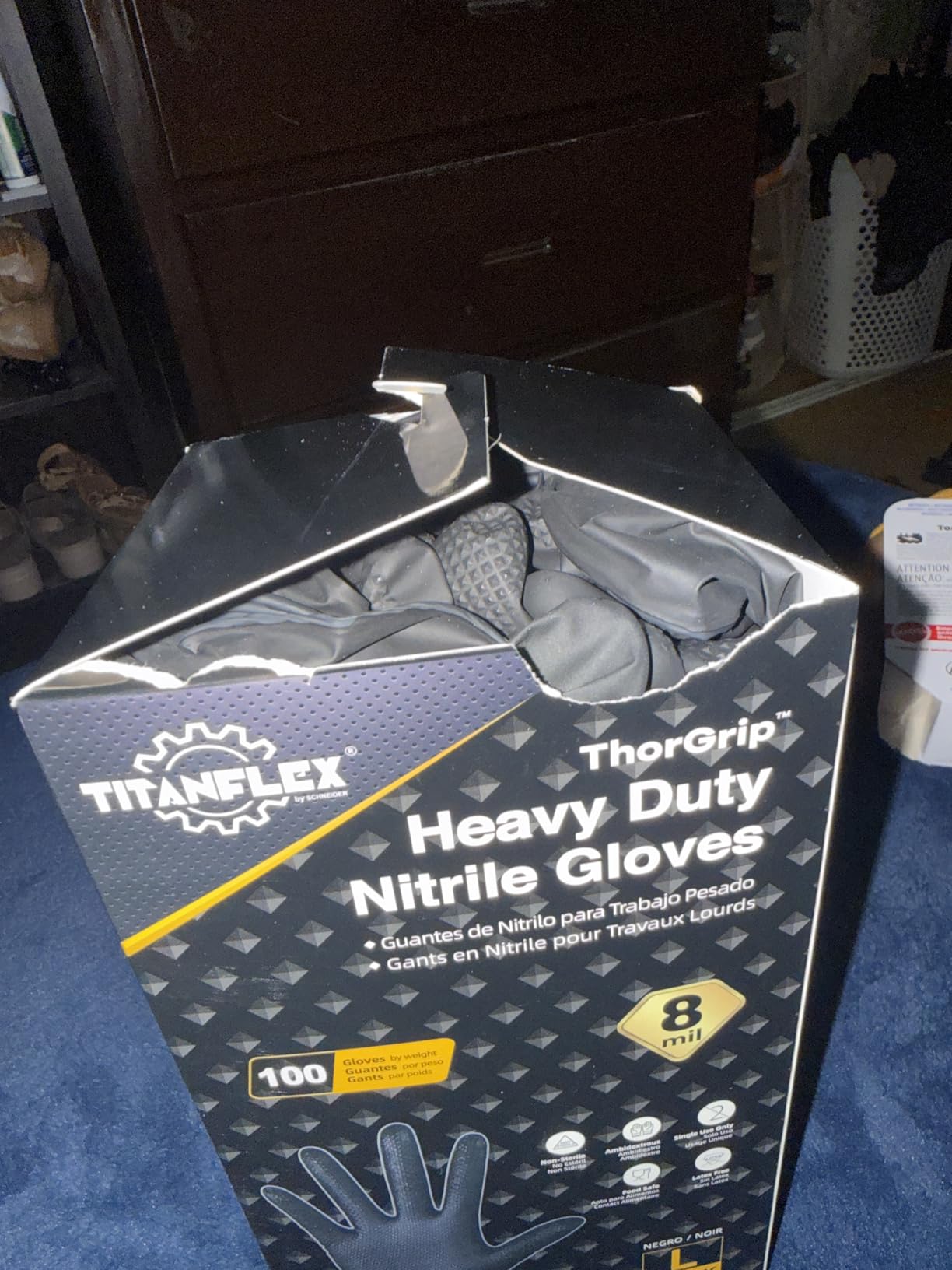 TitanFlex Heavy Duty Black Industrial Nitrile Gloves with Raised Diamond Texture, Latex Free 8mil customer photo 1