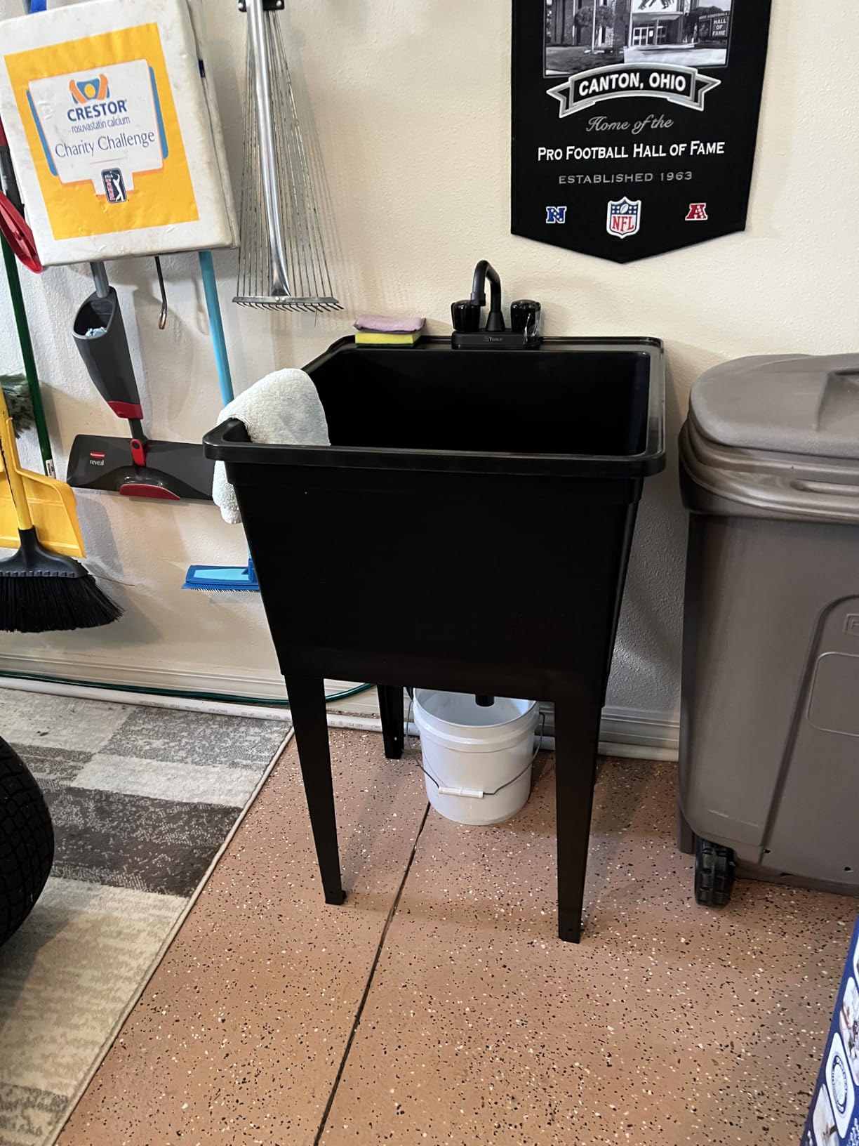 Tehila Basics by JS Jackson Supplies 21-Gallon Black Freestanding Utility Sink with Black 2-Handle Faucet, Heavy Duty Plastic Laundry Tub with Adjustable Legs customer photo 2