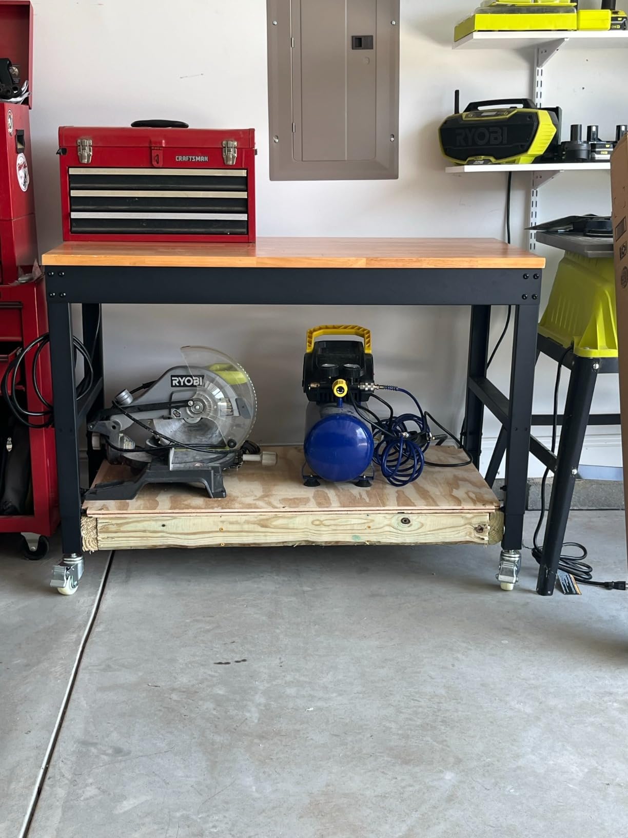 HABUTWAY Height Adjustable Workbench with Wheels 48
