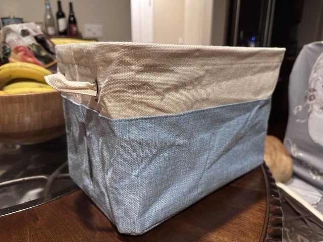 BALEINE 3 Pack Fabric Closet Storage Bins for Shelves, Linen Closet Organizers and Storage, Decorative Baskets for Organizing, Shelf, Clothes, Home, Office (Grey, 15
