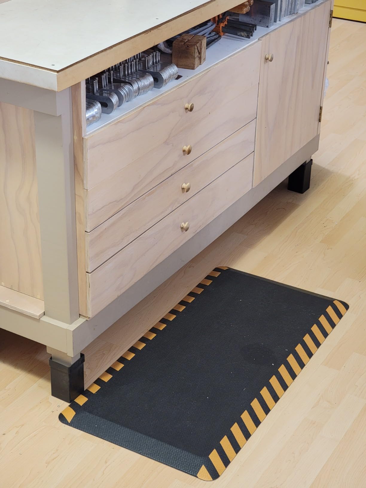 FEATOL Anti Fatigue Mat Industrial, Ergonomic Standing Floor Mat for Work for Stand -Safety Support for Leg & Back Pain(Yellow Border, 20