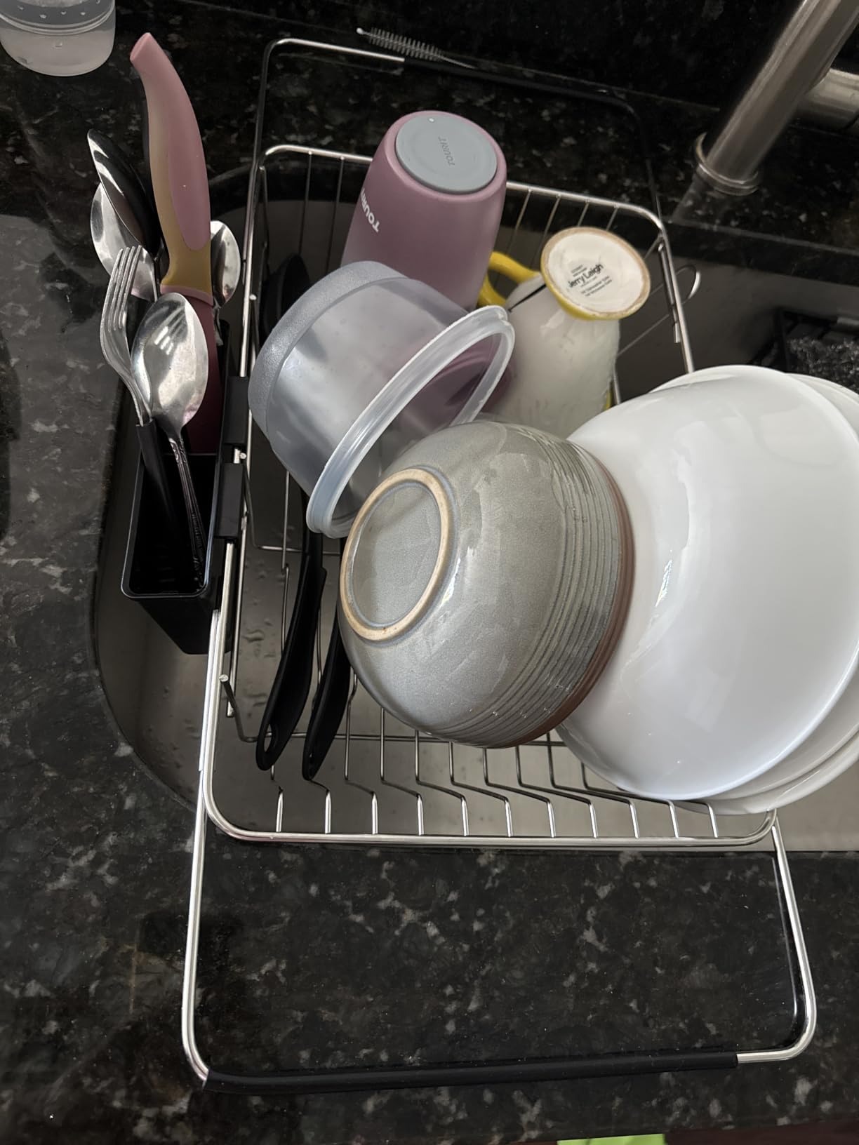 JASIWAY Dish Drying Rack in Sink, Dish Drainer with Cup and Utensil Holder customer photo 1