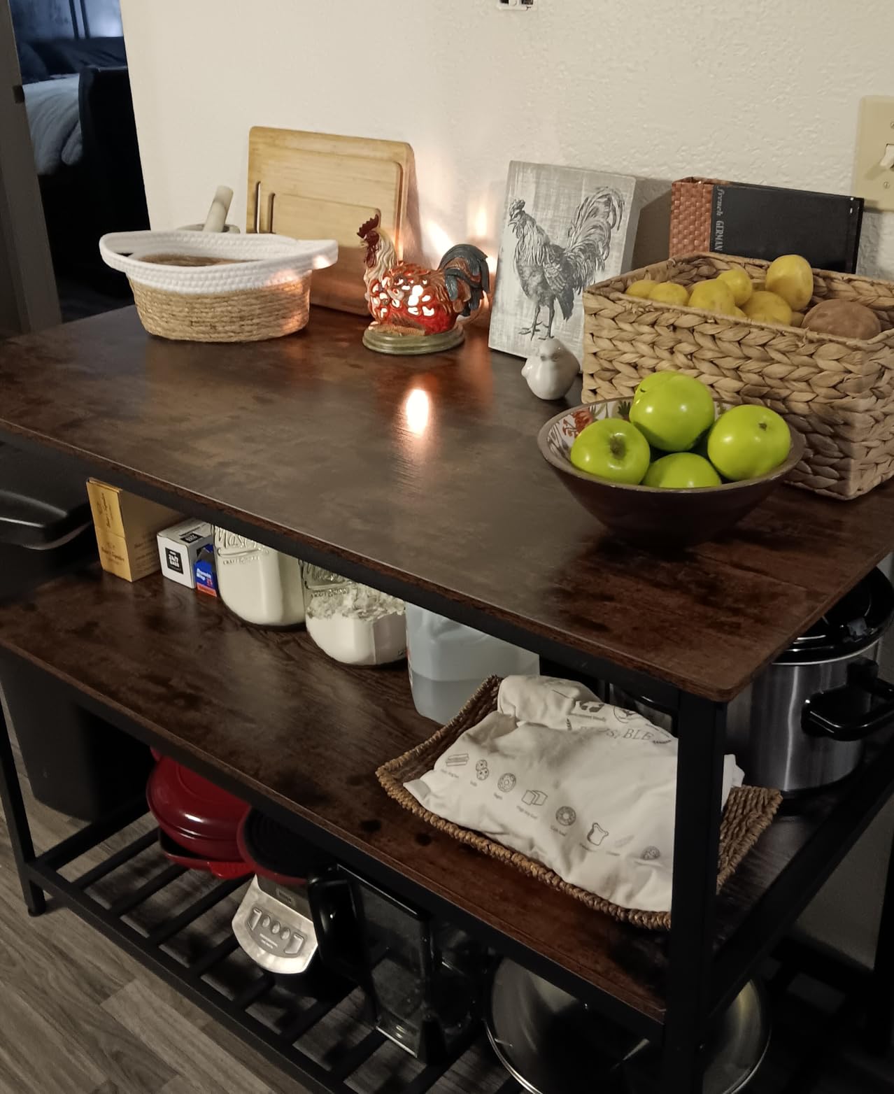 VASAGLE Kitchen Island with 3 Shelves, Storage Cabinet, Steel Structure customer photo 2