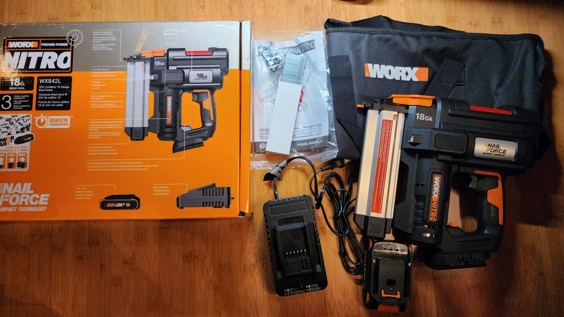 WORX Cordless Brad Nailer, 20V 18GA Nail Gun, WX842L customer photo 1