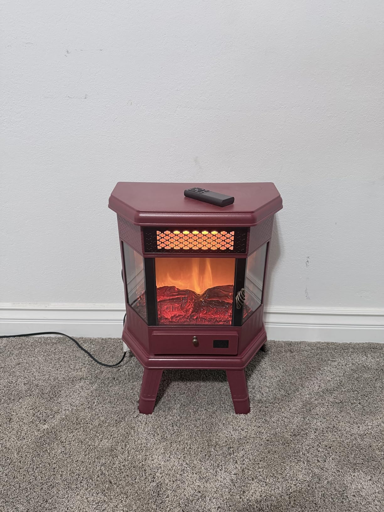 Electric Fireplace Heater 22 in Freestanding Fireplace Stove Infrared Fireplace RealSmart with 3D Flame Effect Remote Control, Timer, Overheating Protection Heater for Indoor Use Black customer photo 2