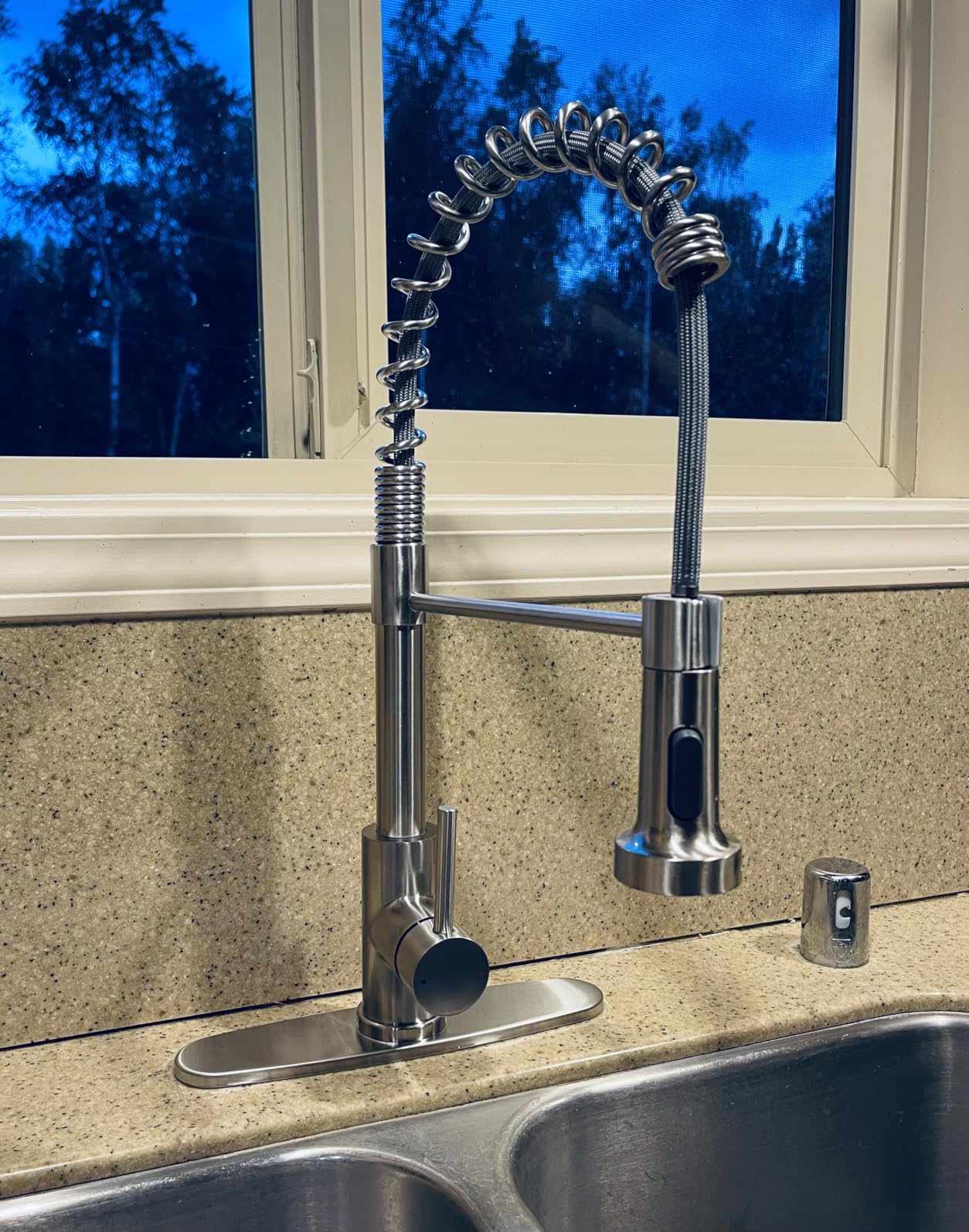 OWOFAN Touchless Pull Down Kitchen Faucet LED Light Brushed Nickel customer photo 1