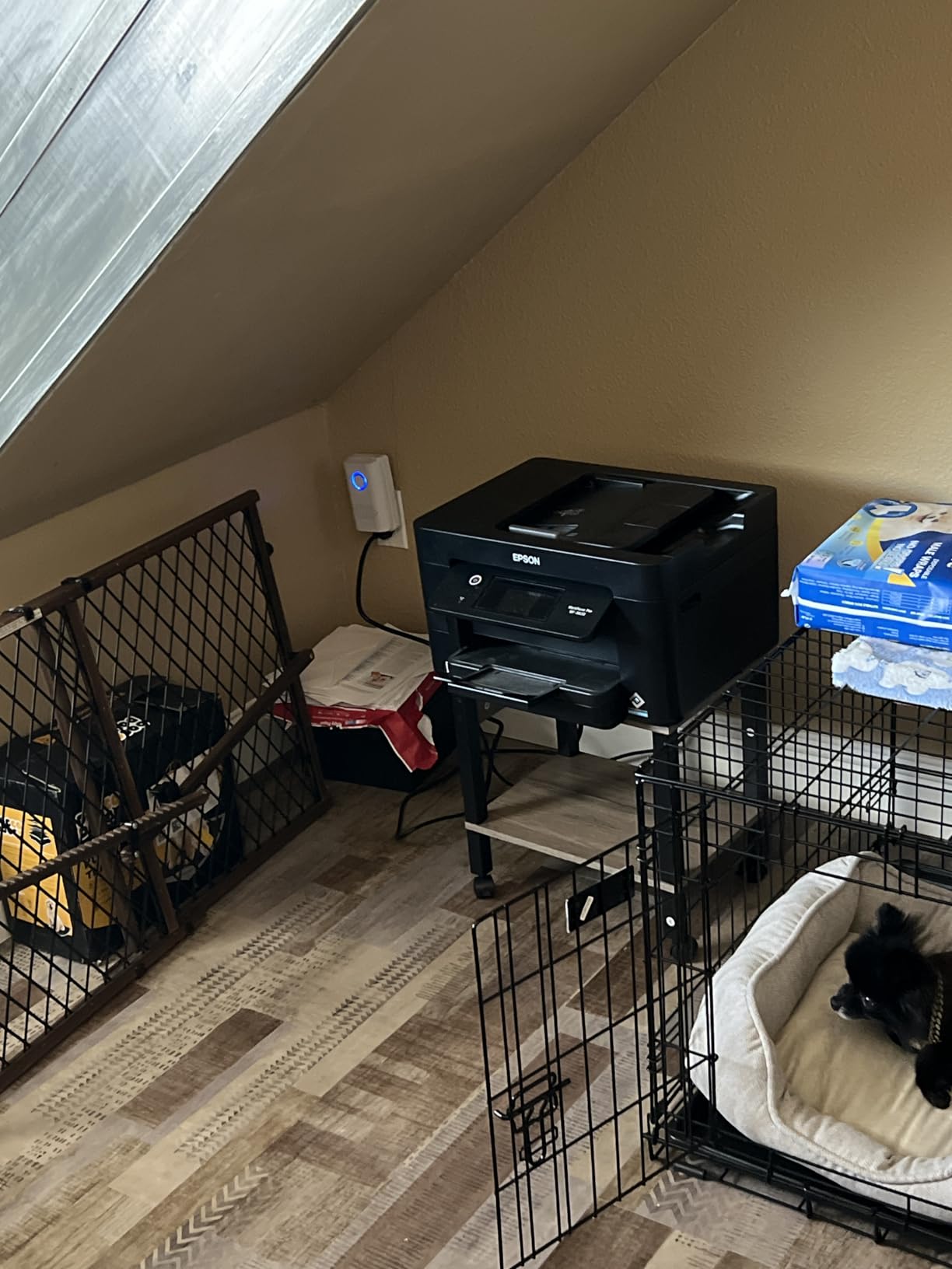 HOOBRO 2-Tier Printer Stand with Charging Station, Under Desk Printer Table, Printer Cart with Storage Shelves, Shelf for Small Spaces, for Home Office, Rustic Brown and Black BF38UPS01 customer photo 2
