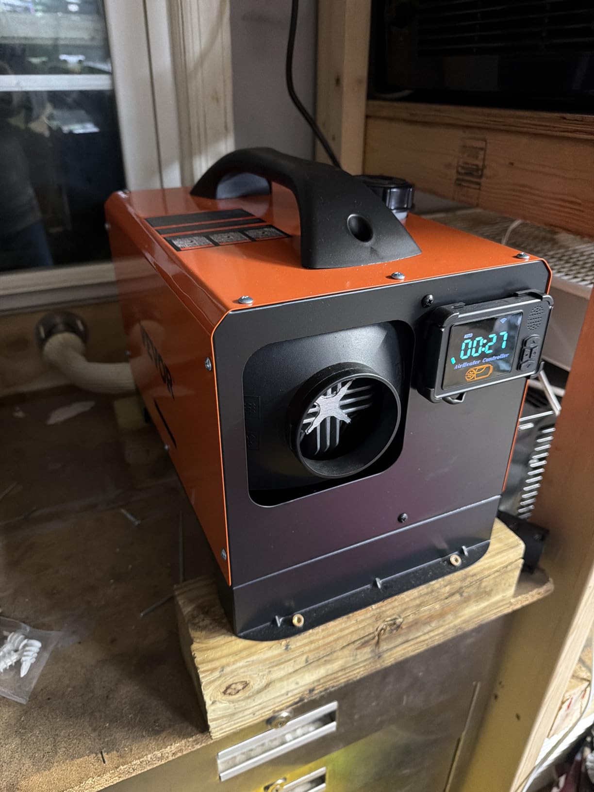 VEVOR Diesel Heater, 12V All-in-one Diesel Air Heater with Remote Control and LCD Display, 5L Fuel Tank Fast Heating Portable Diesel Parking Heater for RV, Truck, 8KW, Upgrade - APP Control, Orange | Automatic Altitude Adjustment, Remote Control, LCD Display, Working Temperature -104℉-104℉ Diesel Parking Heater, Outdoor customer photo 1