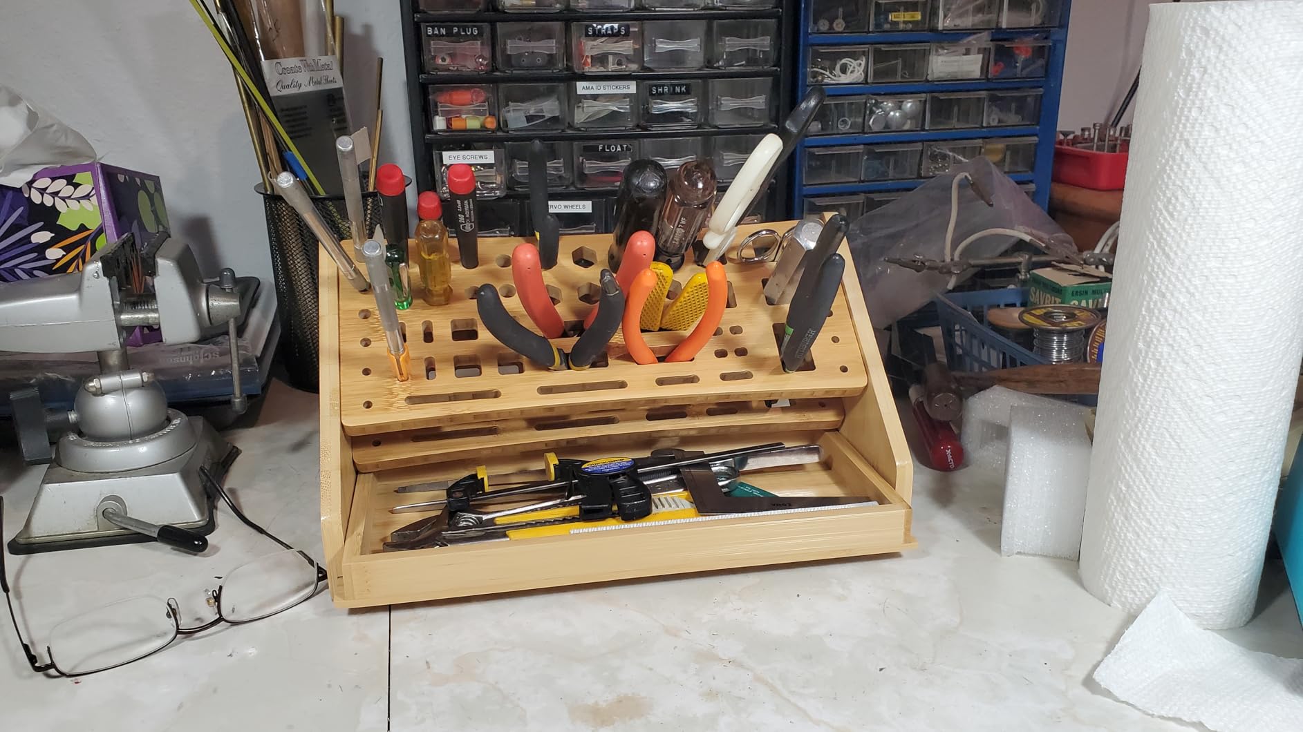 Bamboo Screwdriver Organizer Rack Desktop Hand Tool Stand and Repair Tool Storage Holder customer photo 2