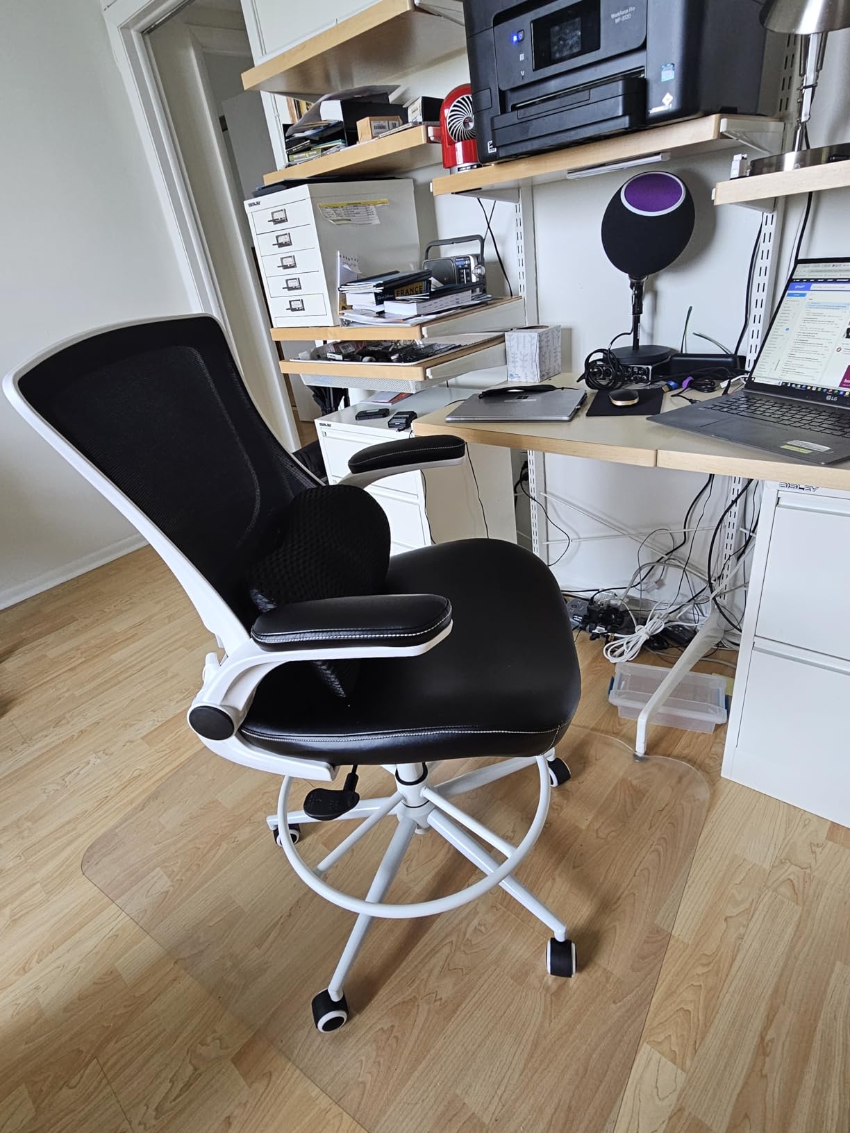 Misolant Tall Office Chair, Drafting Chair for Standing Desk, High Office Chair with Adjustable Lumbar Support, Flip-up Arm and Footrest Ring, Tall Drafting Chair for Bar Height Desk customer photo 1