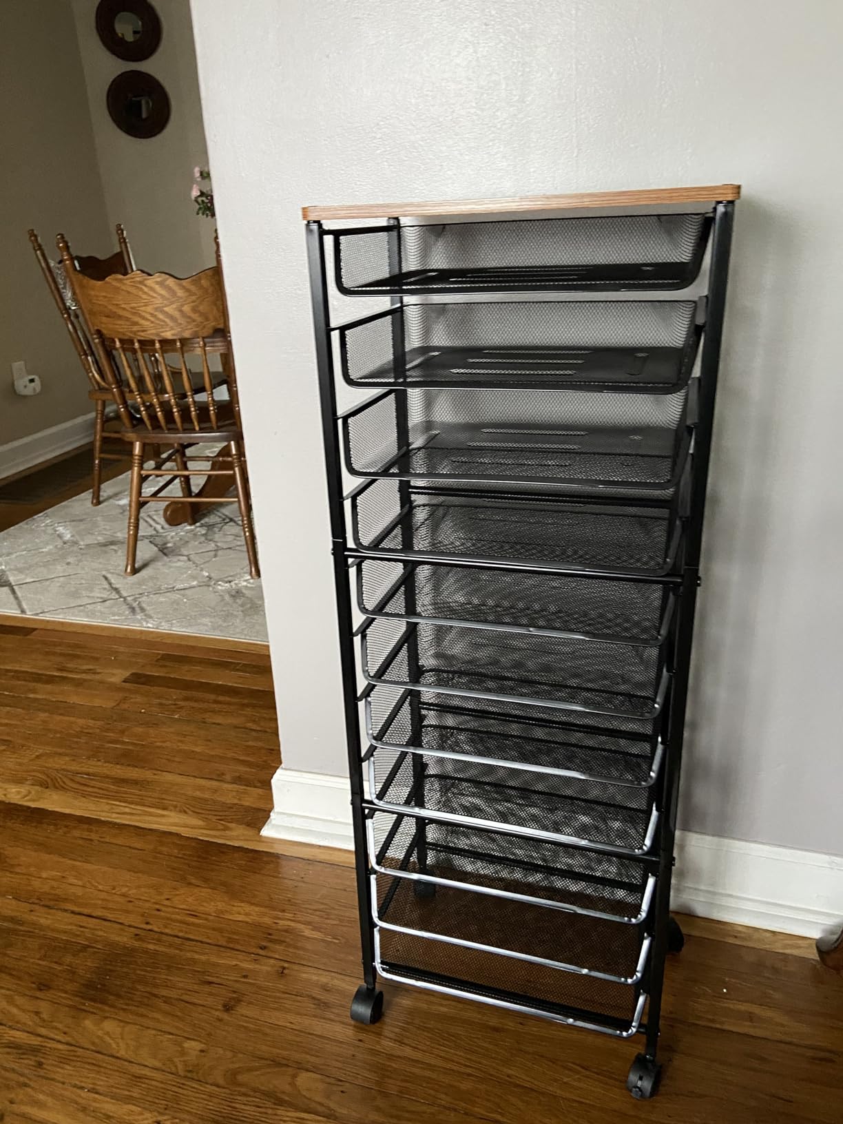 Simple Trending 12-Tier Rolling File Cart, Desk File Organizer with 11 Mesh Sliding Trays, Letter & Legal Paper Storage Rolling Utility Cart for Office Home School, Black customer photo 1