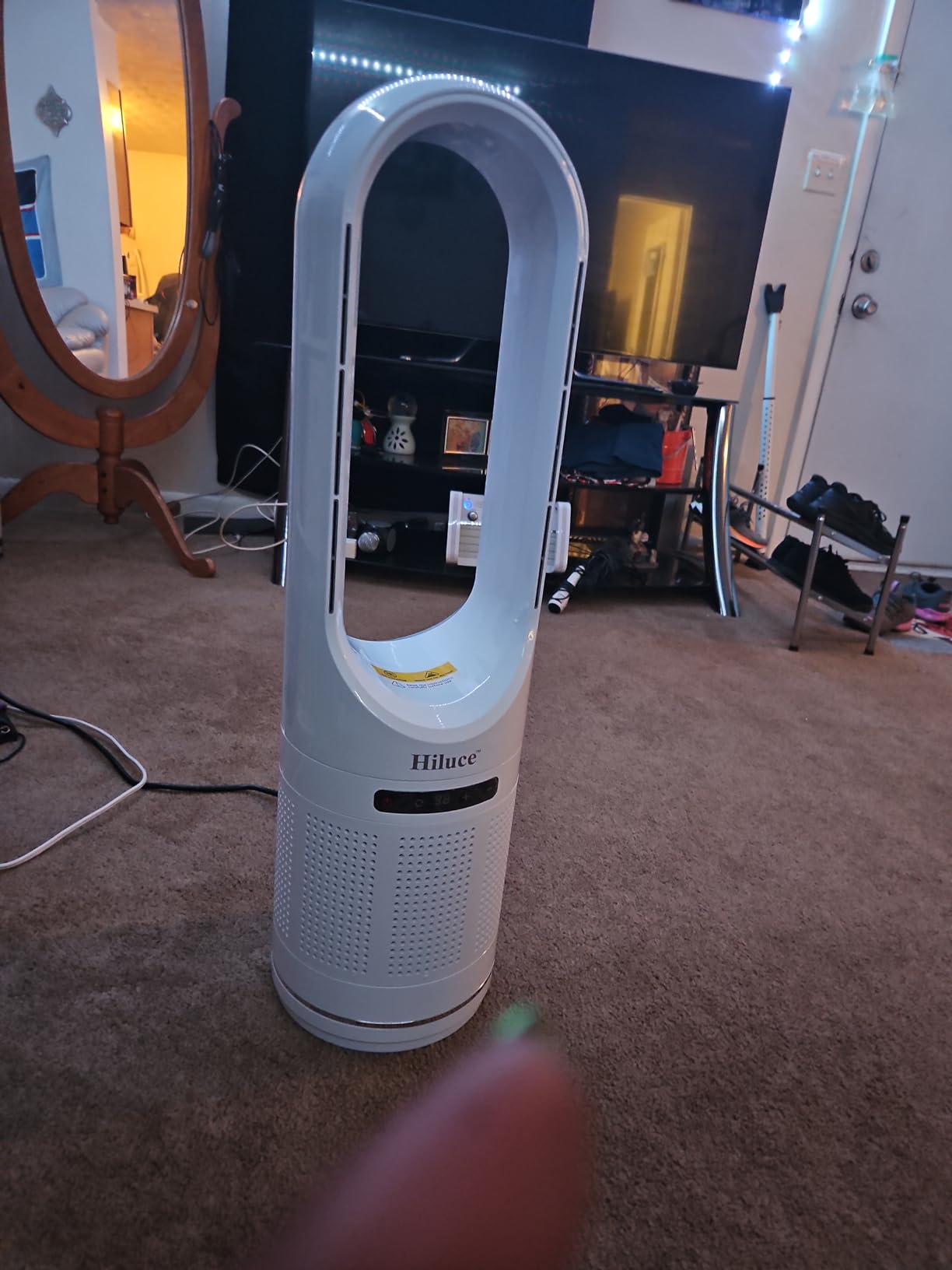 Hiluce 3-in-1 Bladeless Fan with Air Purifier,Powerful Fan and Heater Combo HEPA Filter 99.97%,Quiet Tower Fans with Remote,Tip-Over Switch,80°Oscillating, 8 Speeds, 9H Timer for Bedroom, Office customer photo 1