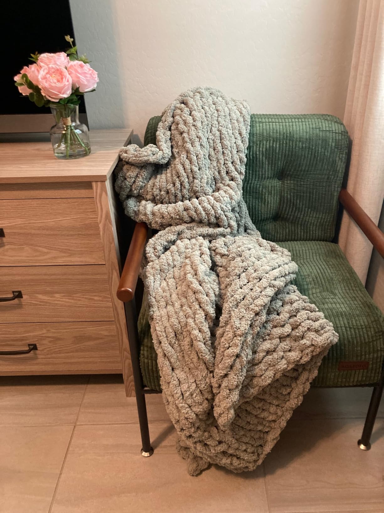 Chunky Knit Blanket Throw for Couch, 51