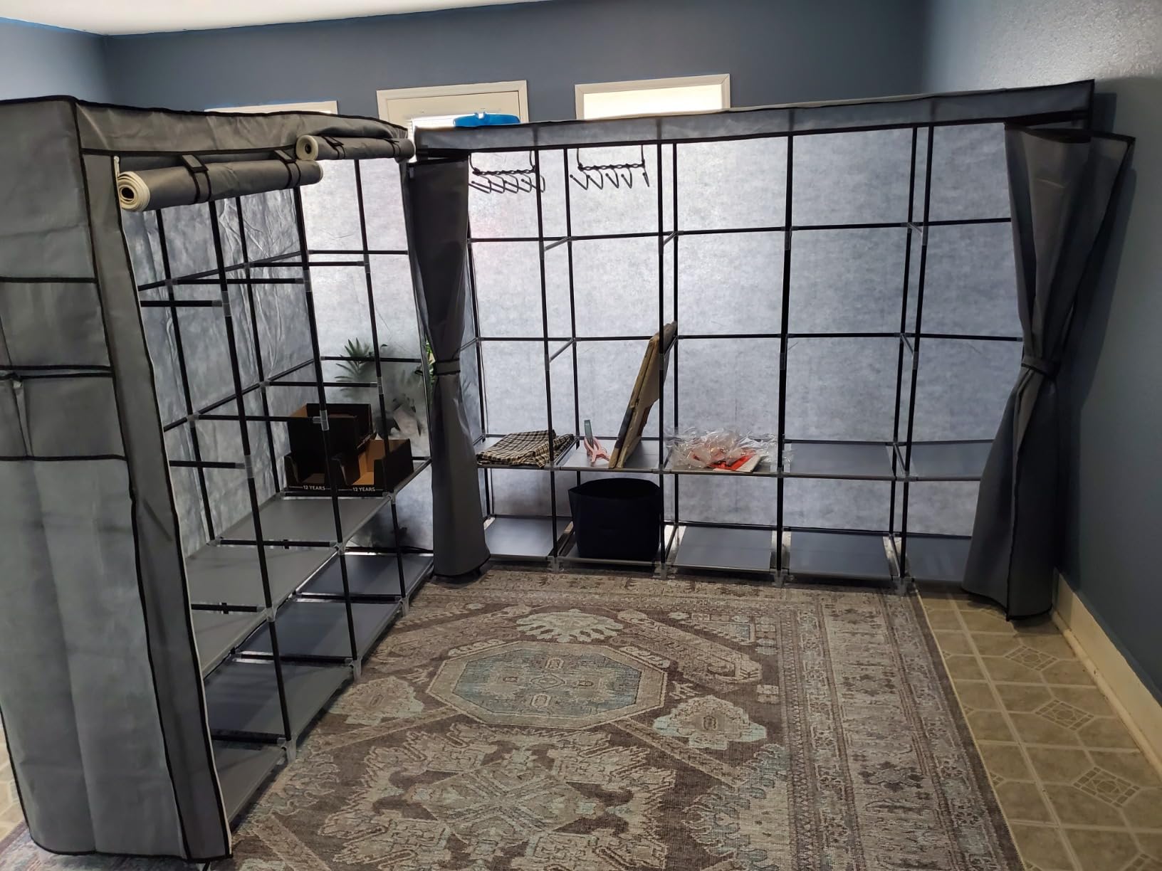 35“ Portable Closet Wardrobe for Small Room, Hanging Rods Shelves & Cover customer photo 2