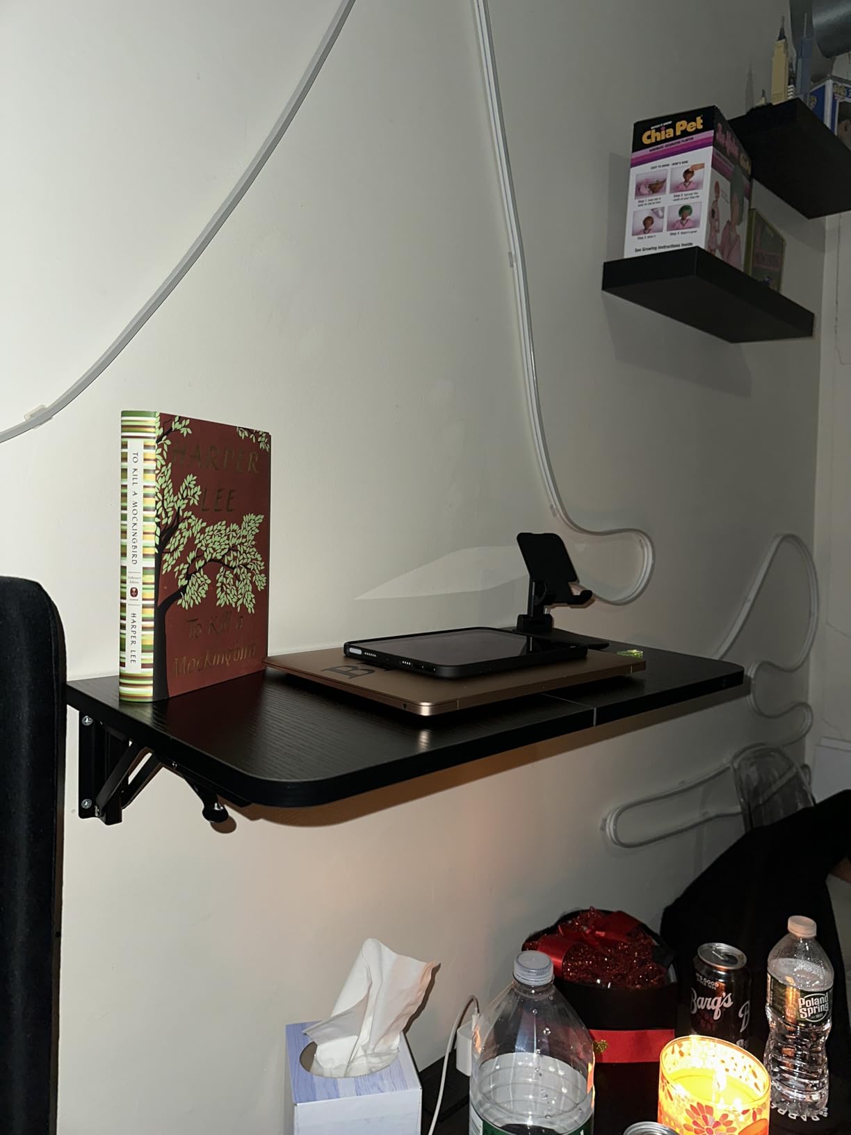 TEAMIX Wall Mounted Folding Table, Black Floating Desk for Small Spaces customer photo 1