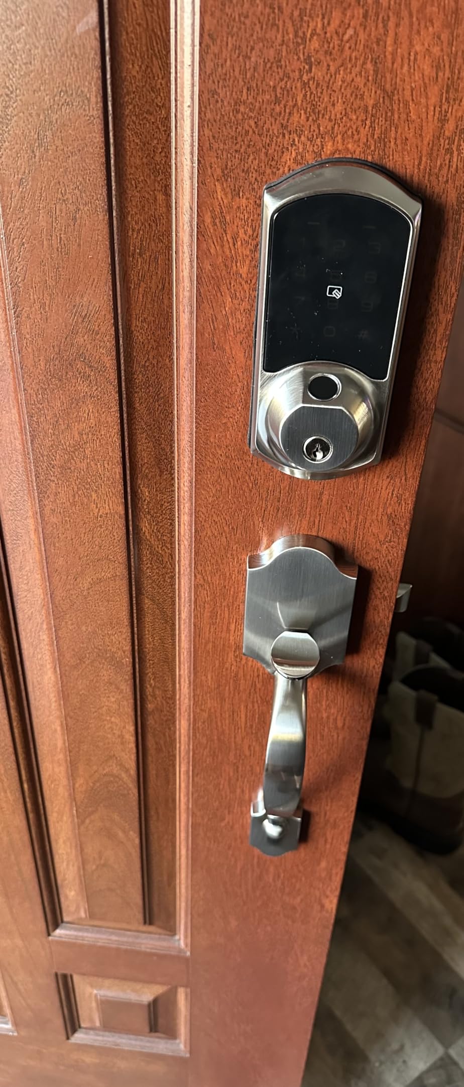 Veise VE07-H Fingerprint Smart Lock for Front Door Handle Set, Matte Black customer photo 2