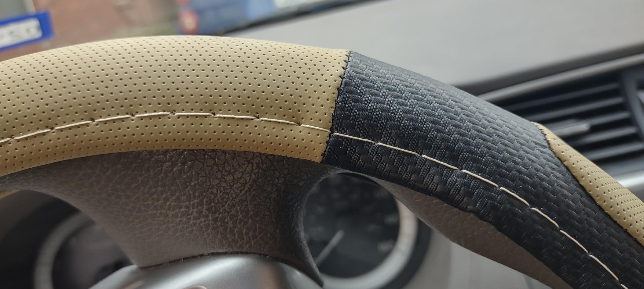 zipelo 14.5-15 Inch Ice Silk Steering Wheel Cover, Black customer photo 2