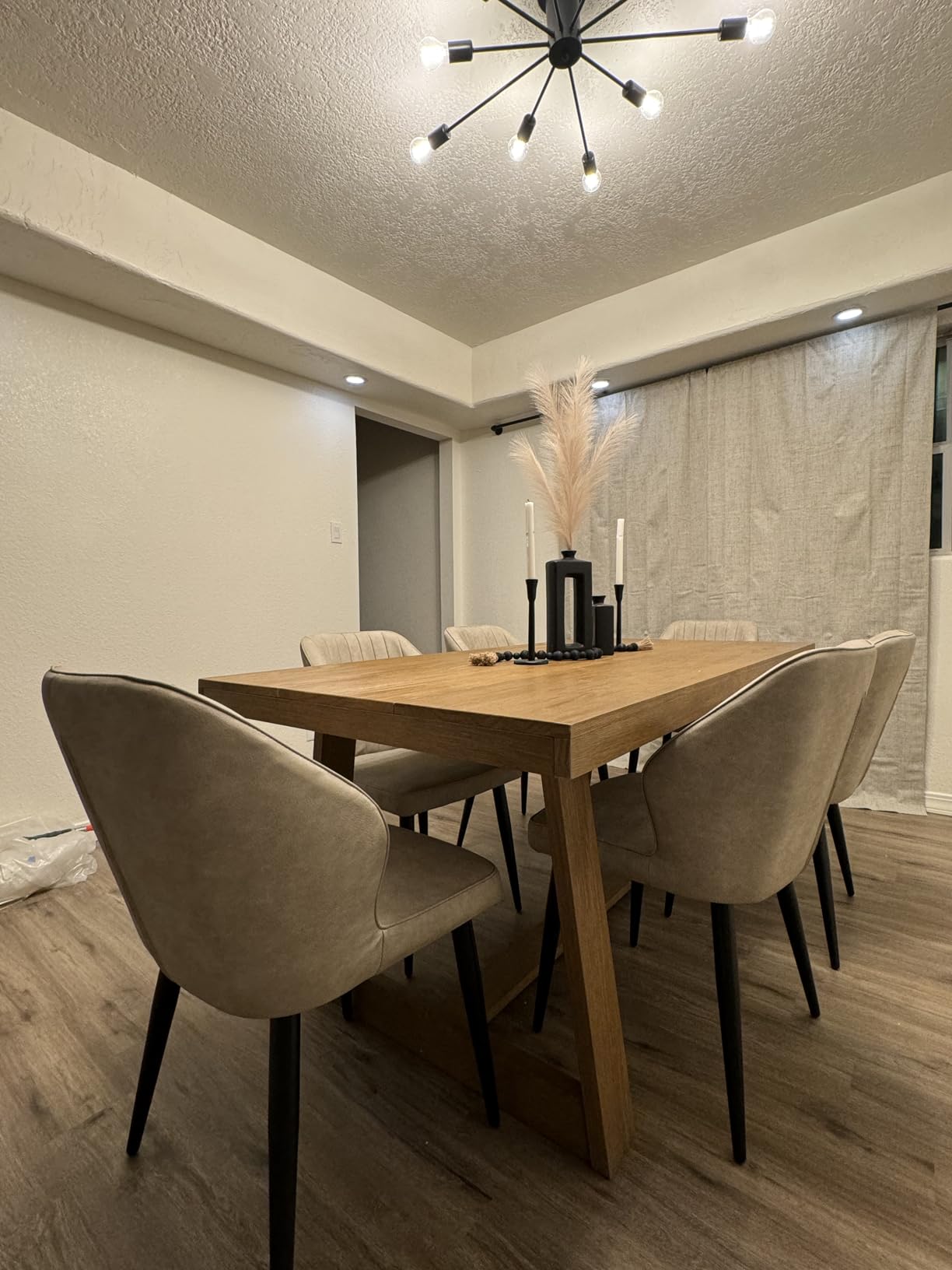 CLIPOP Faux Leather Dining Chairs Set of 6, Leather Dining Chairs, Mid-Century Modern Dining Room Chairs, Upholstered Kitchen Chairs with Metal Legs, Leisure Chair for Guest Reception Room - Beige customer photo 2