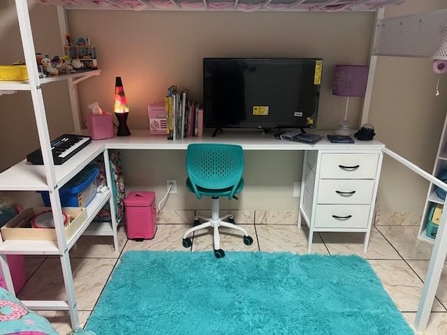 Giantex Kids Desk Chair, Armless Mesh Children Study Seat, Swivel Teen Desk Computer Chair with Adjustable Height & Lumbar Support, Turquoise customer photo 1